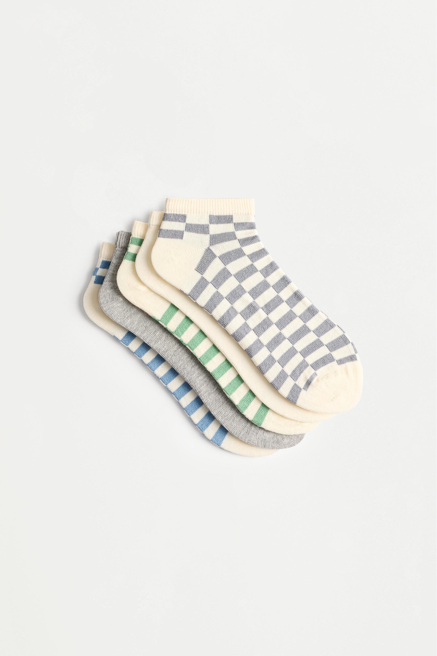 Contrast ankle socks (5-pack) — MEDIUM BEIGE