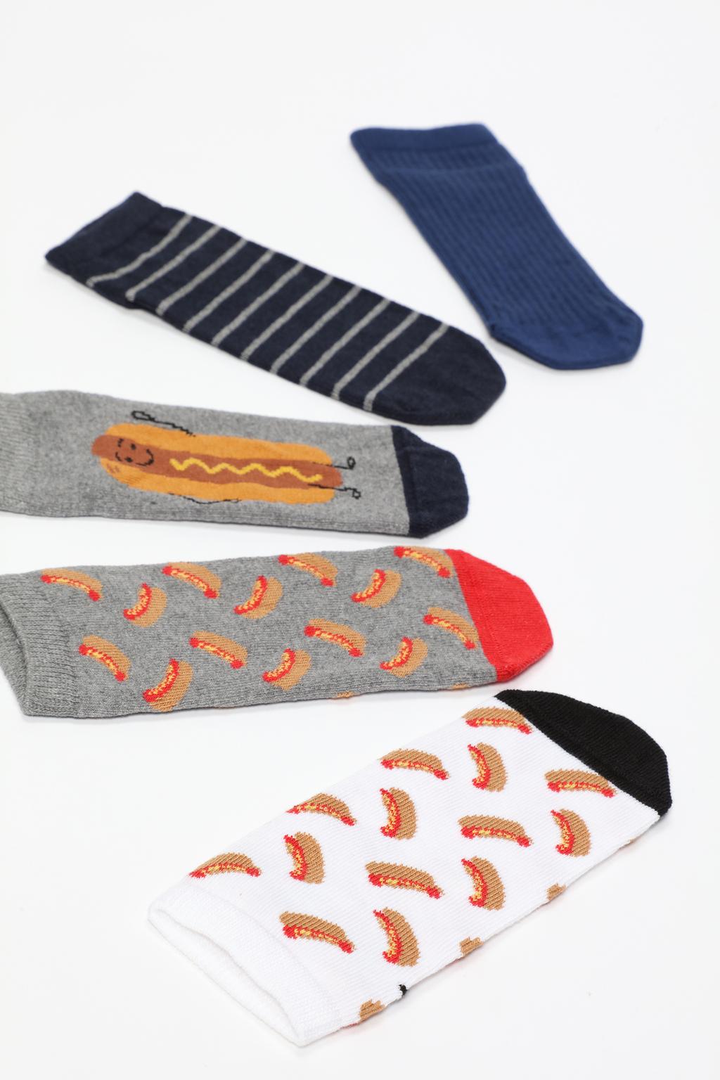 Pack of 5 contrast hot dog ankle socks