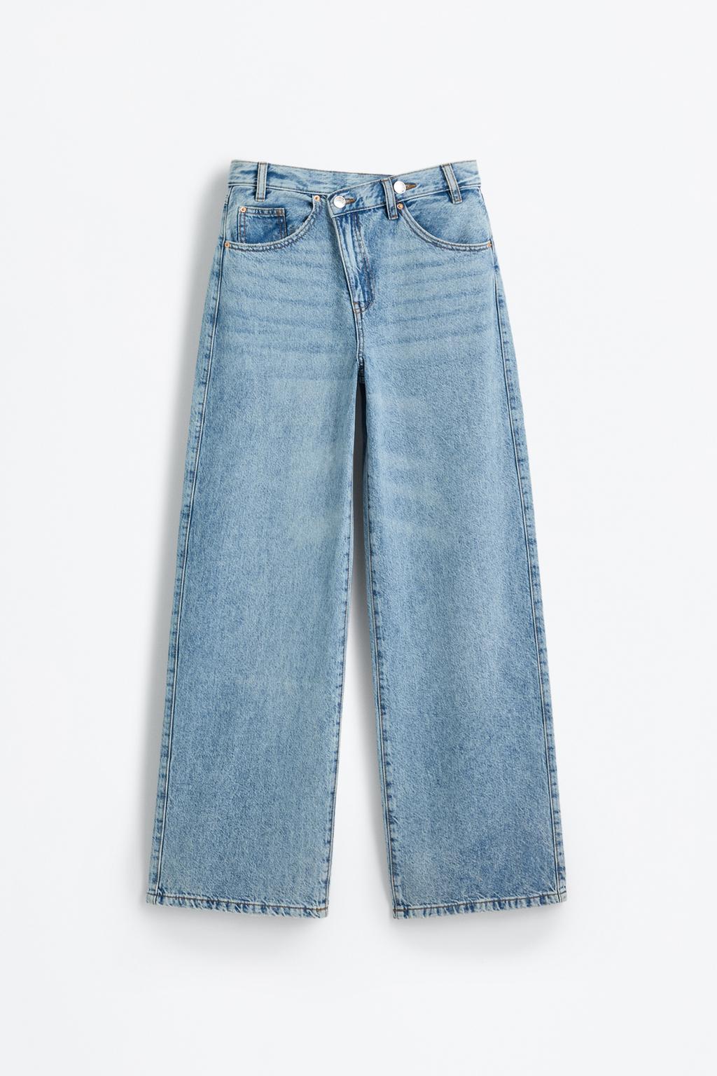 Wide leg jeans cintura cruzada