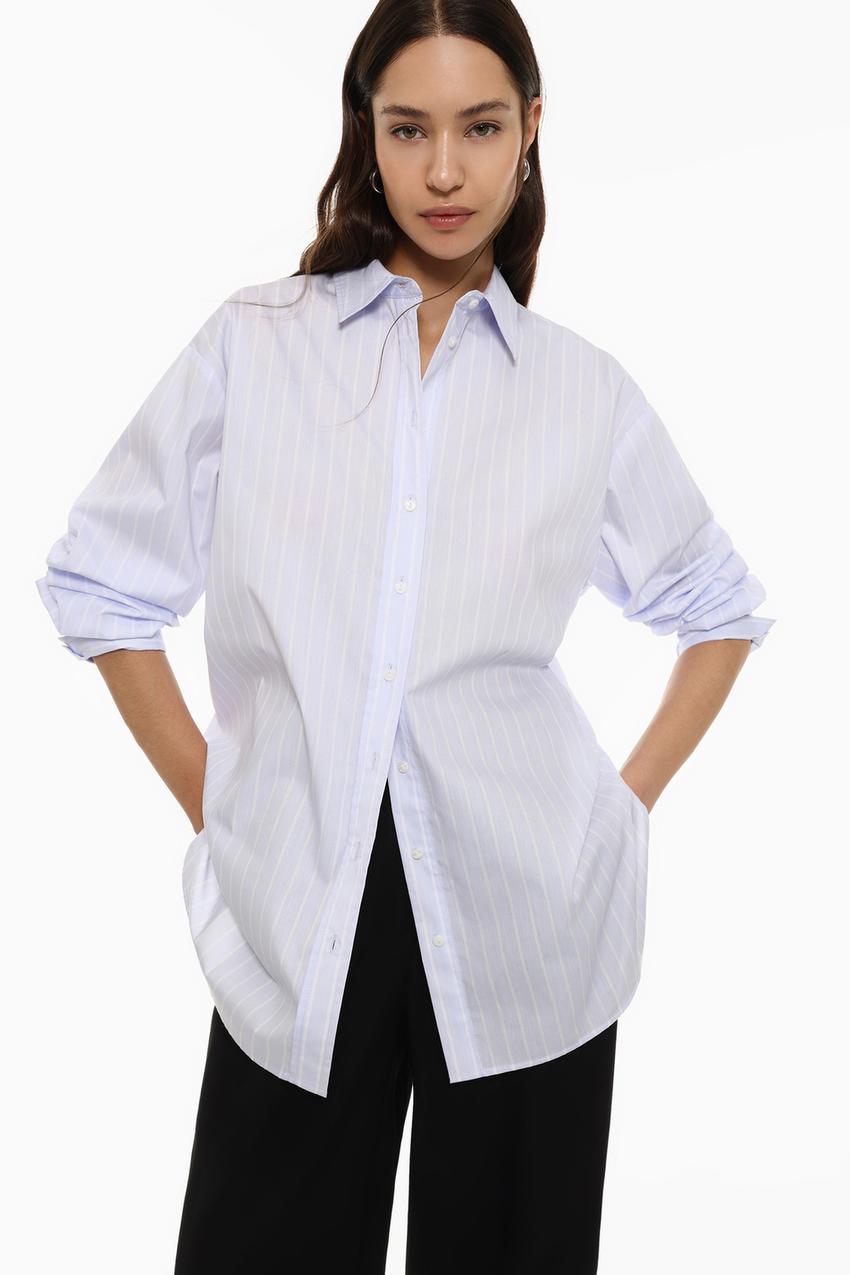 Camisa Fluida Camisas Para Mujer Lefties Bolsillos Lefties Camisas