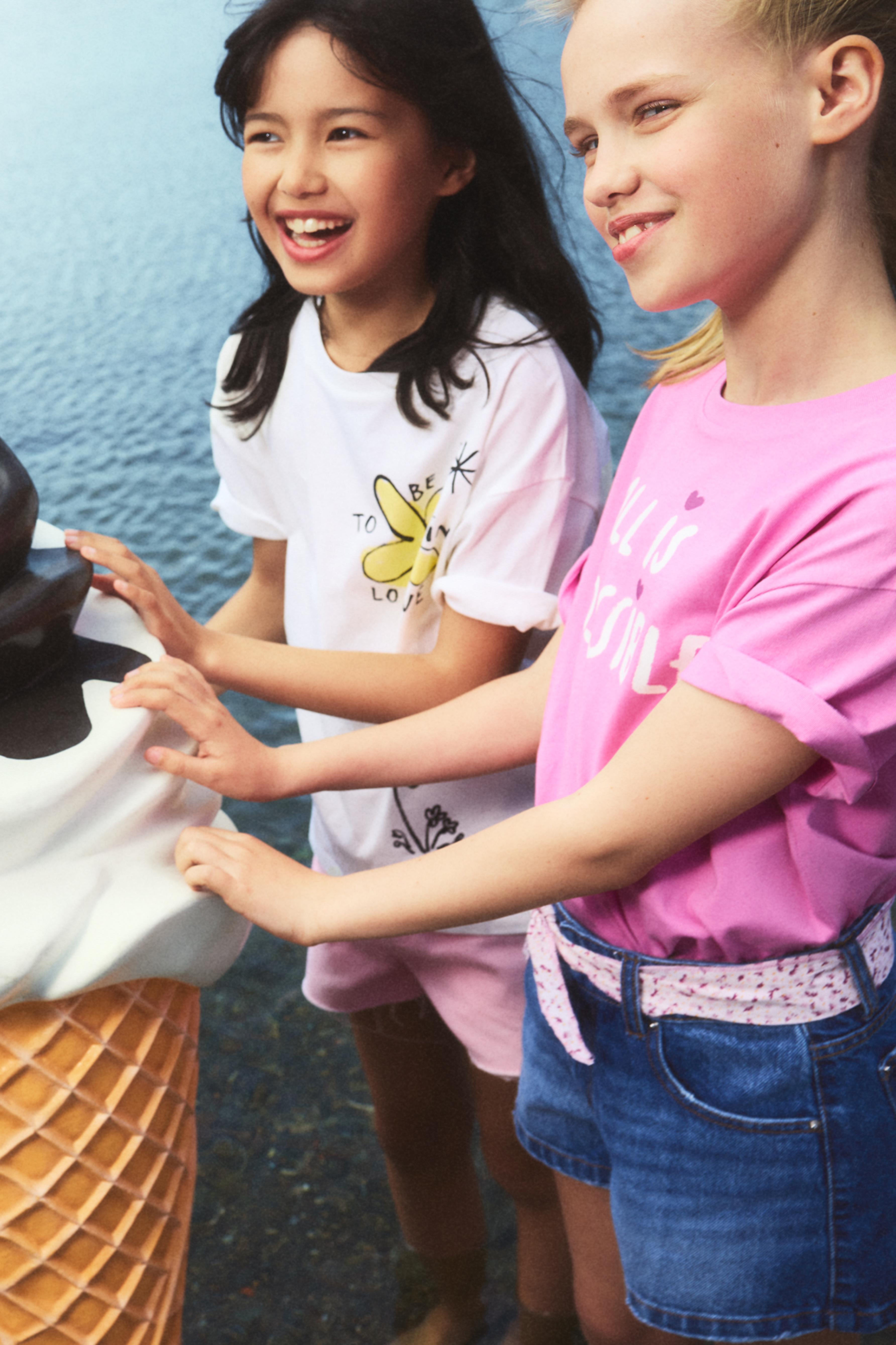 Printed T-shirt — PINKISH WHITE