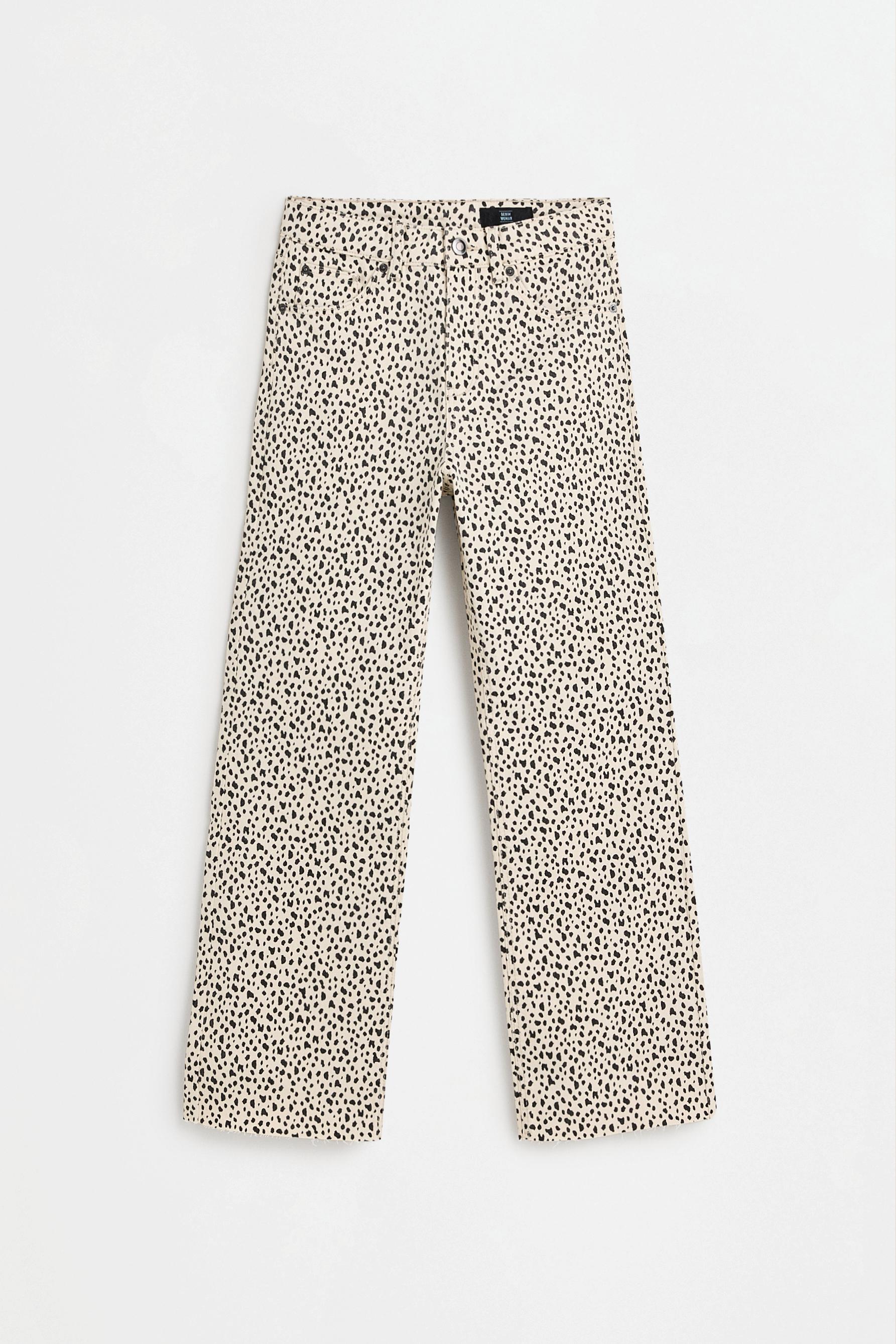 Printed mini bell bottom jeans — LEOPARD PRINT