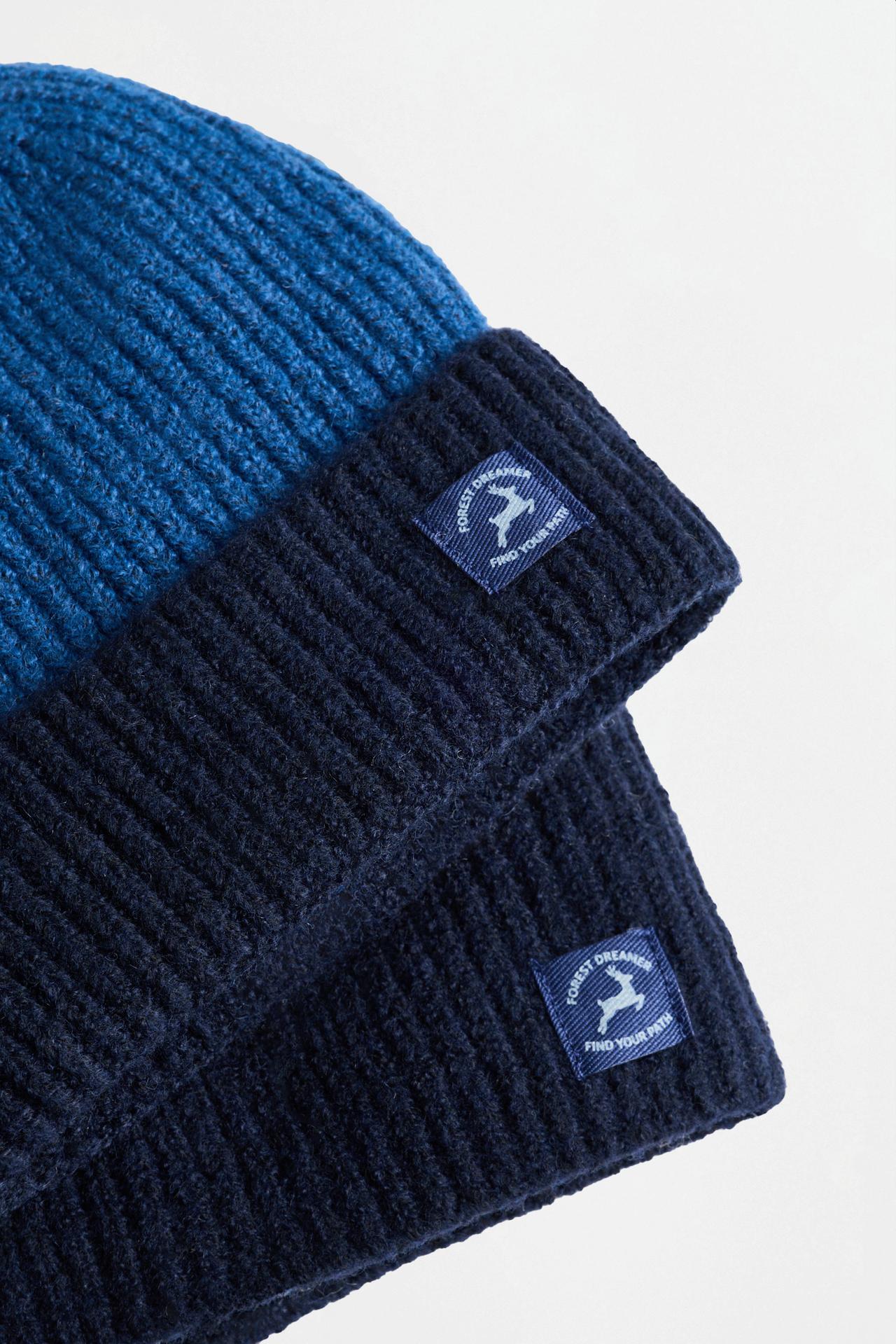 Ribbed knit hat and snood set — NAVY