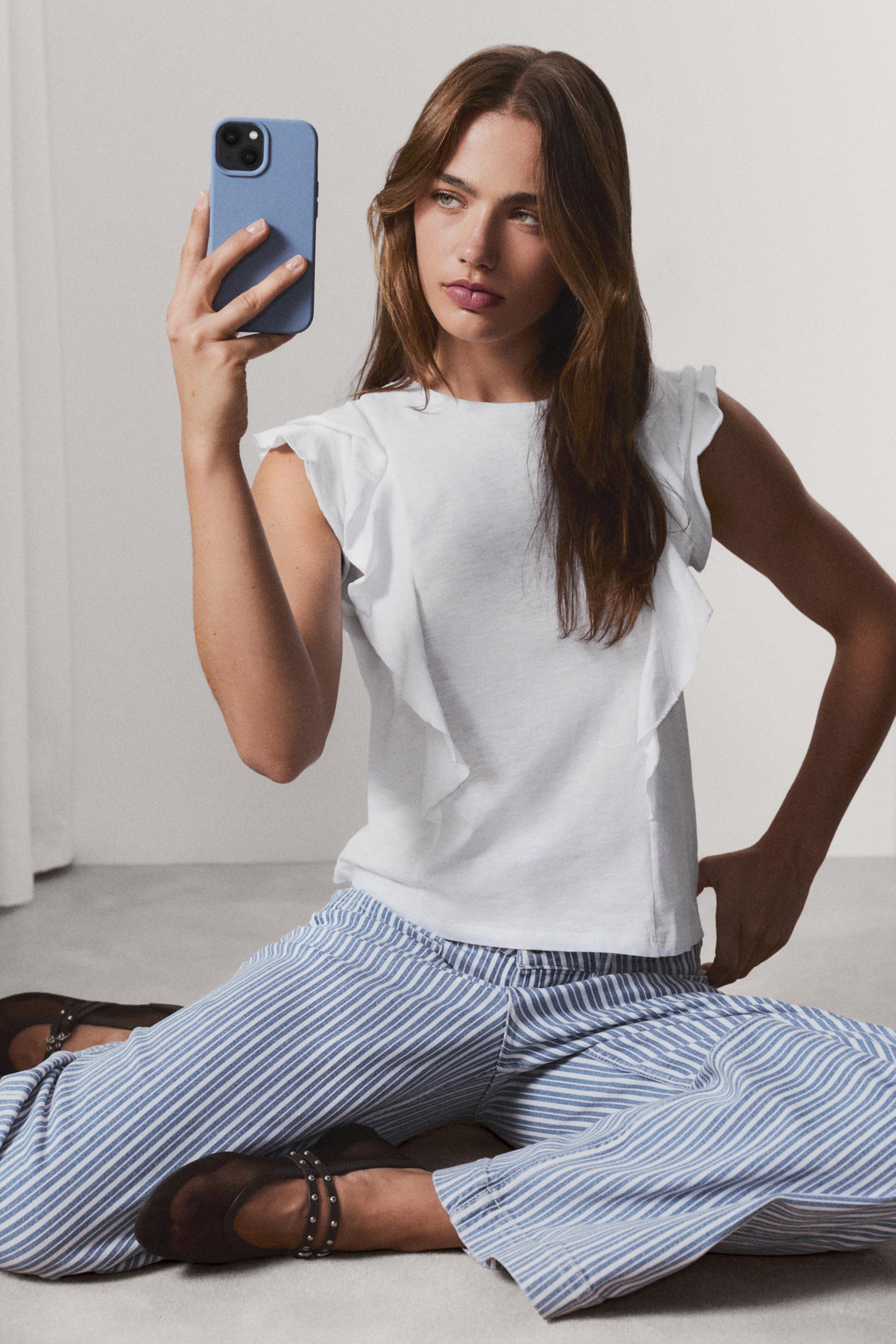 Ruffled T-shirt — OFF WHITE