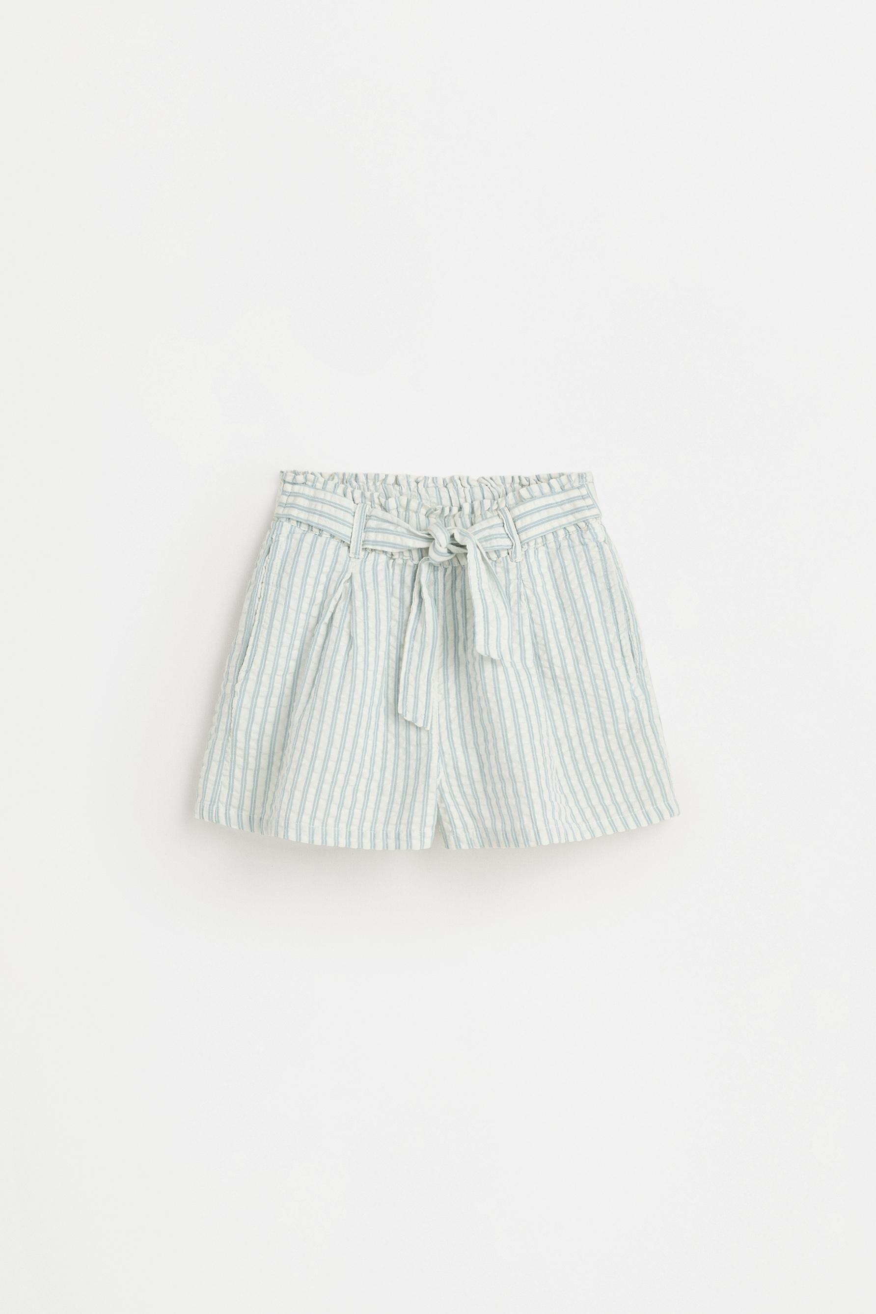Striped seersucker shorts — PALE SKY BLUE