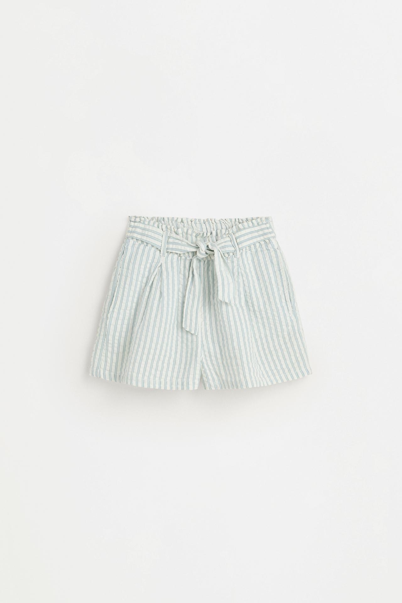 Striped seersucker shorts — PALE SKY BLUE