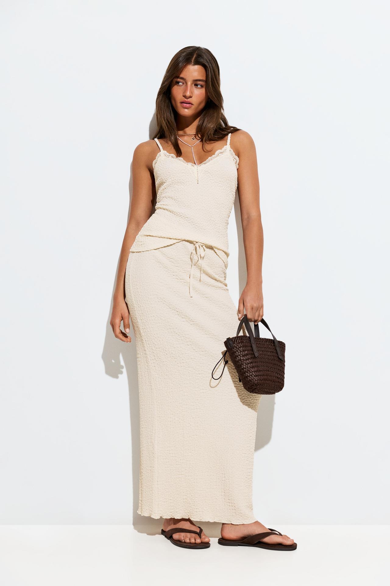Textured midi skirt — OFF WHITE