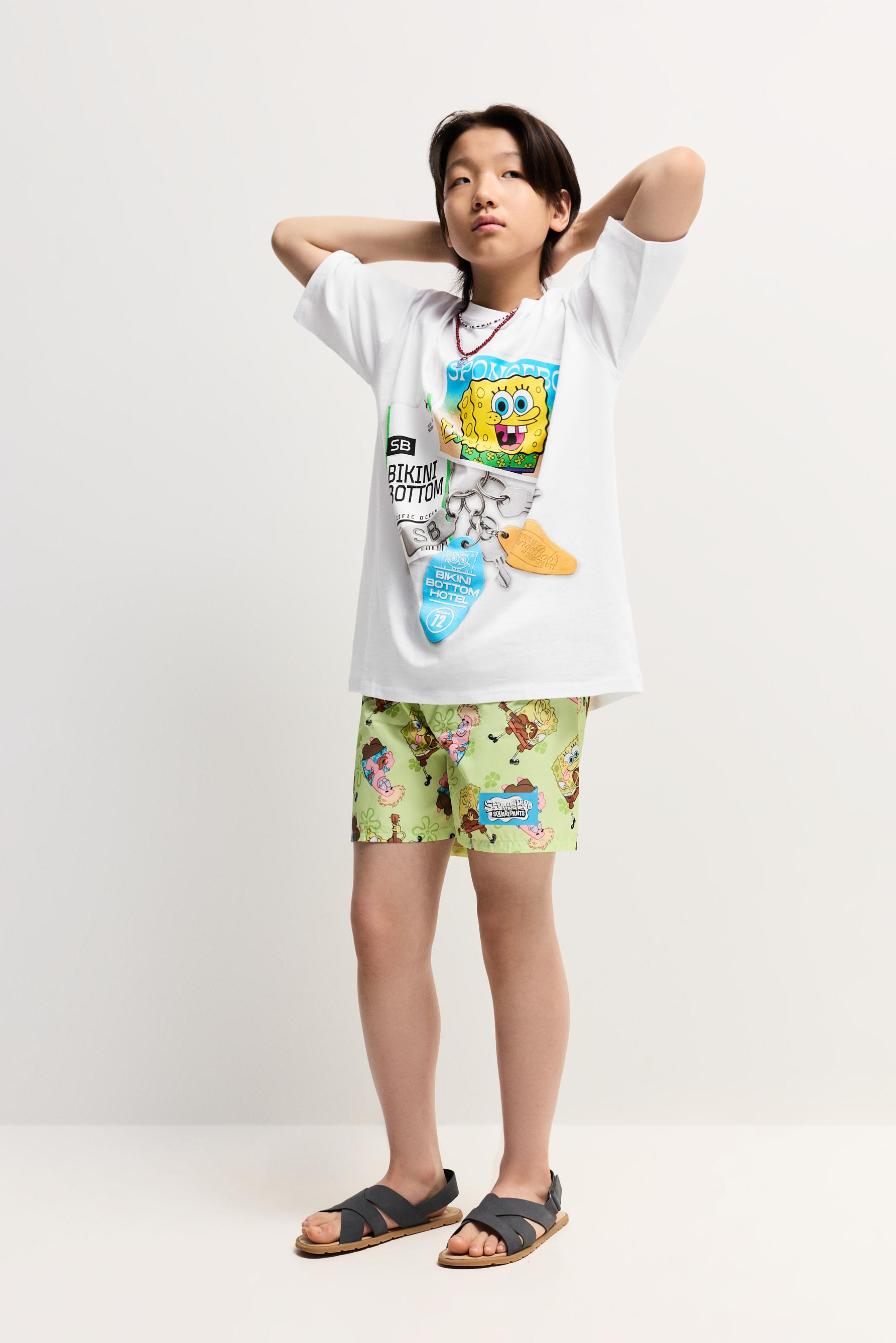 SpongeBob Nickelodeon™ back maxiprint T-shirt — WHITE