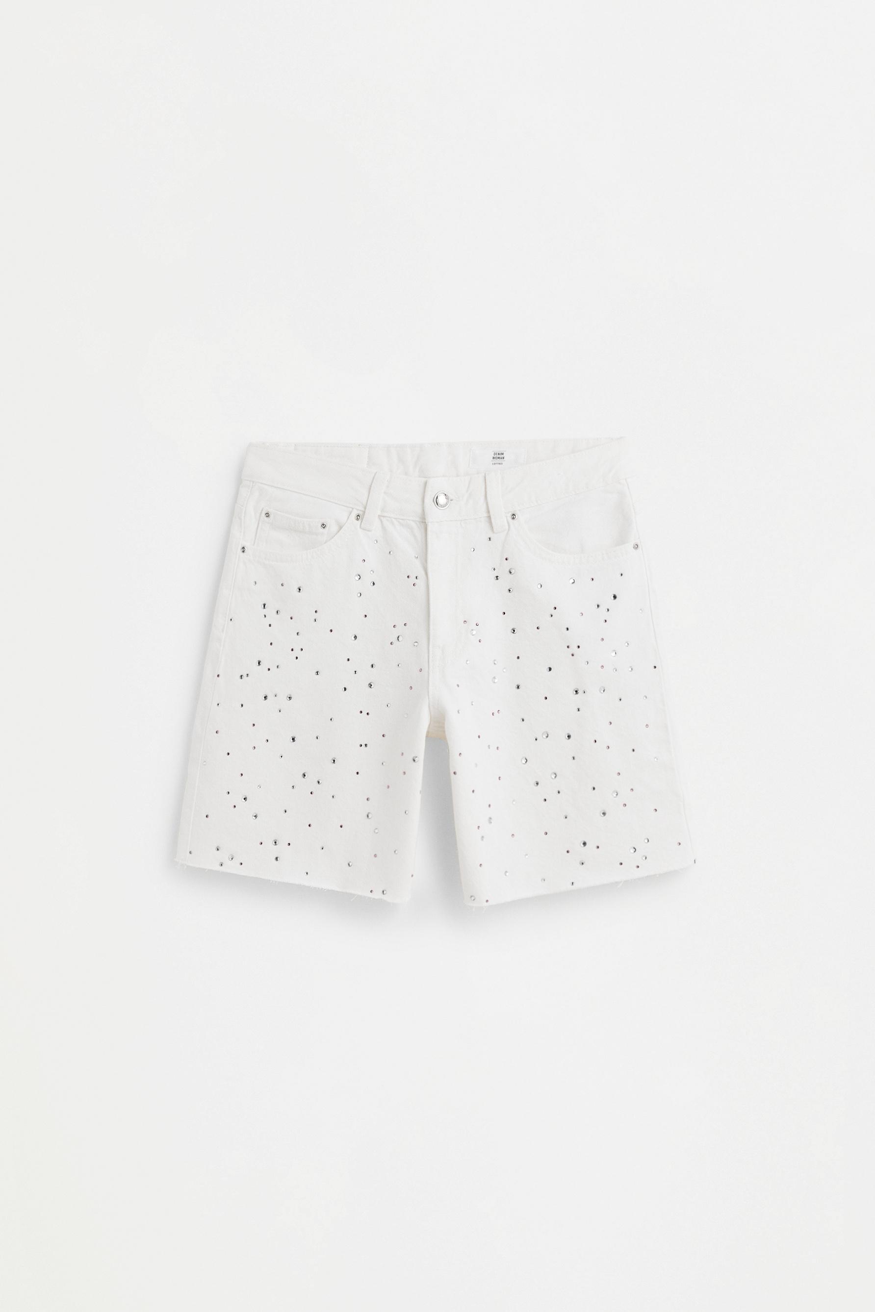 Shimmery denim shorts — WHITE