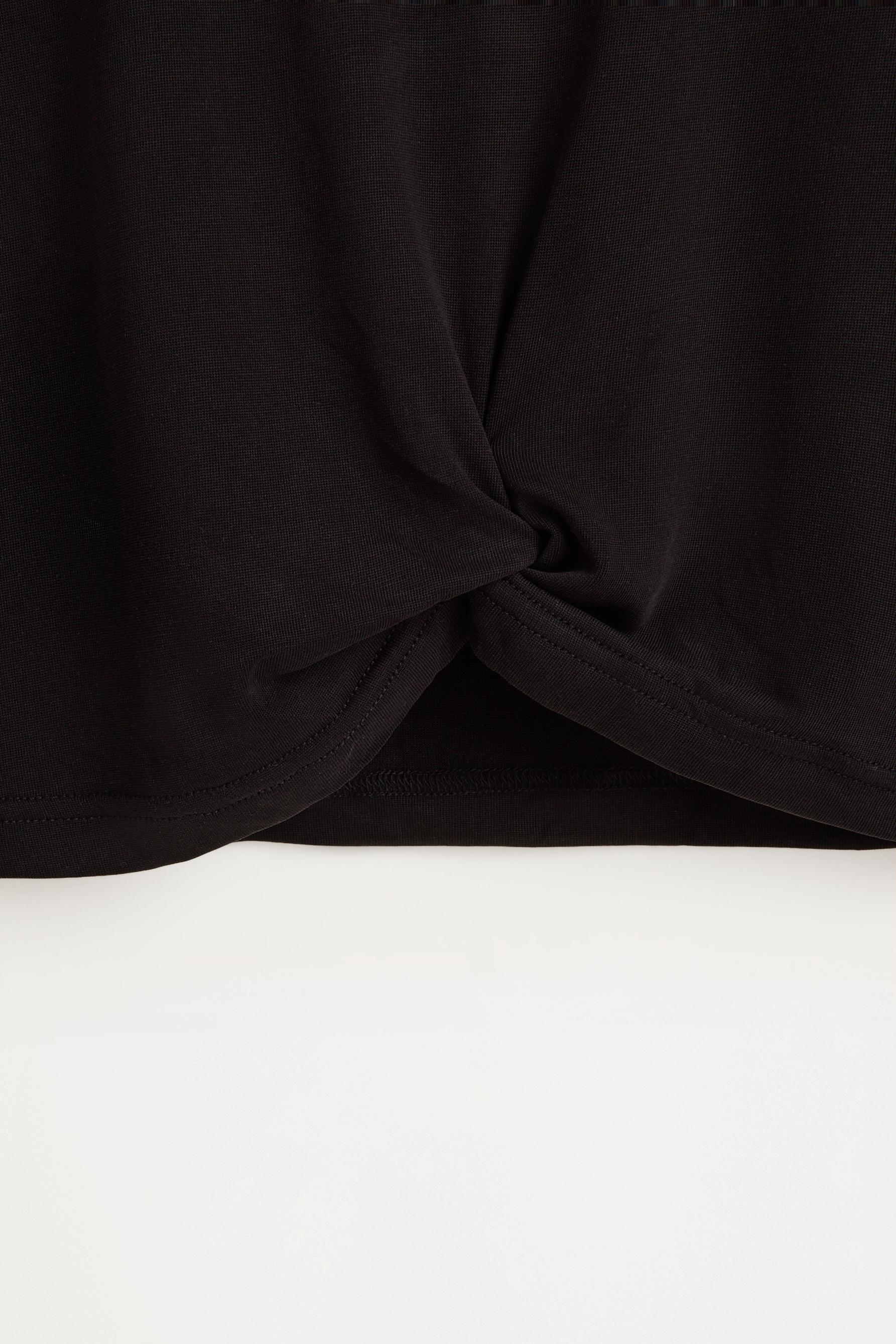 Flowing gathered T-shirt — BLACK