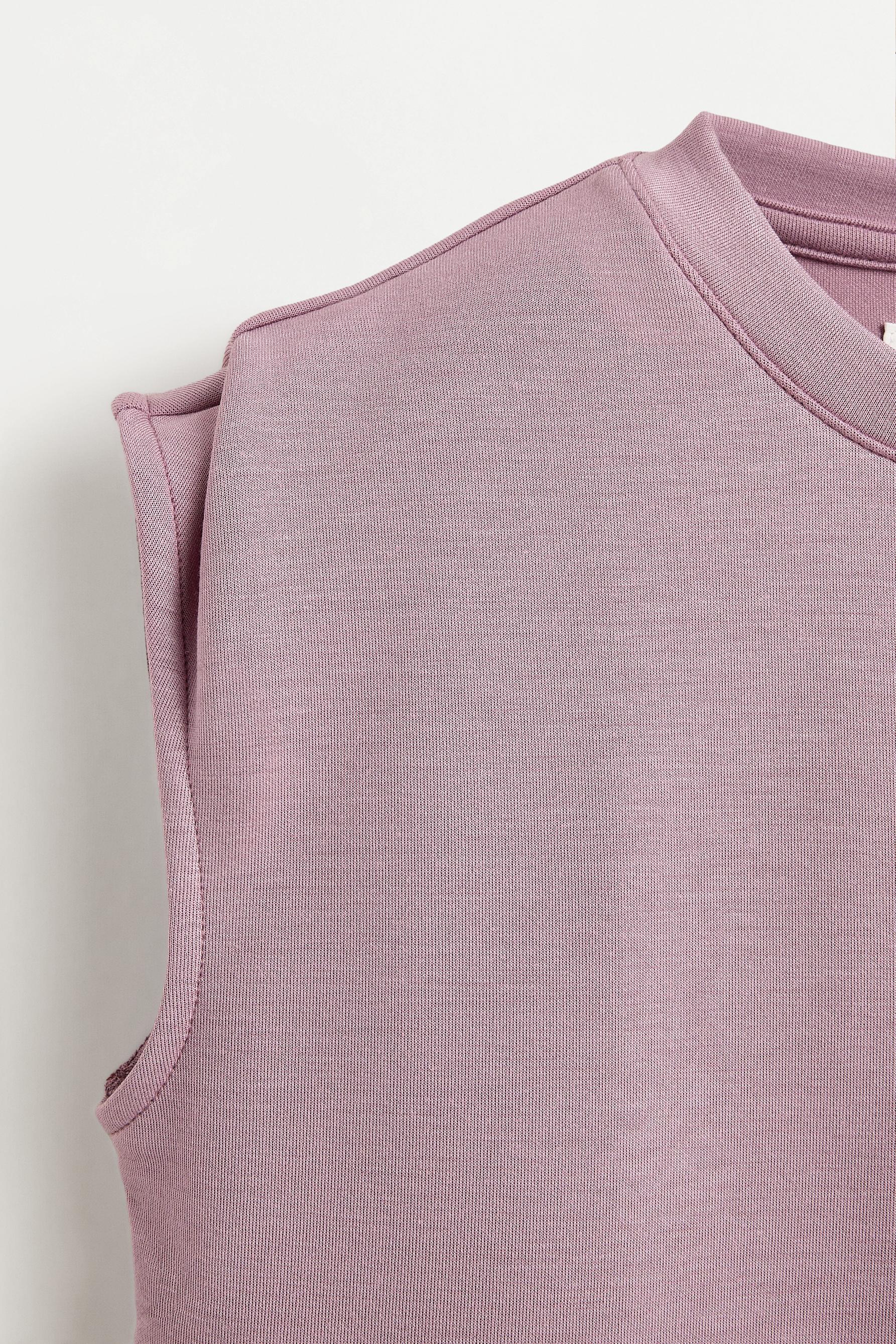 Cropped fluid plush T-shirt — PURPLE