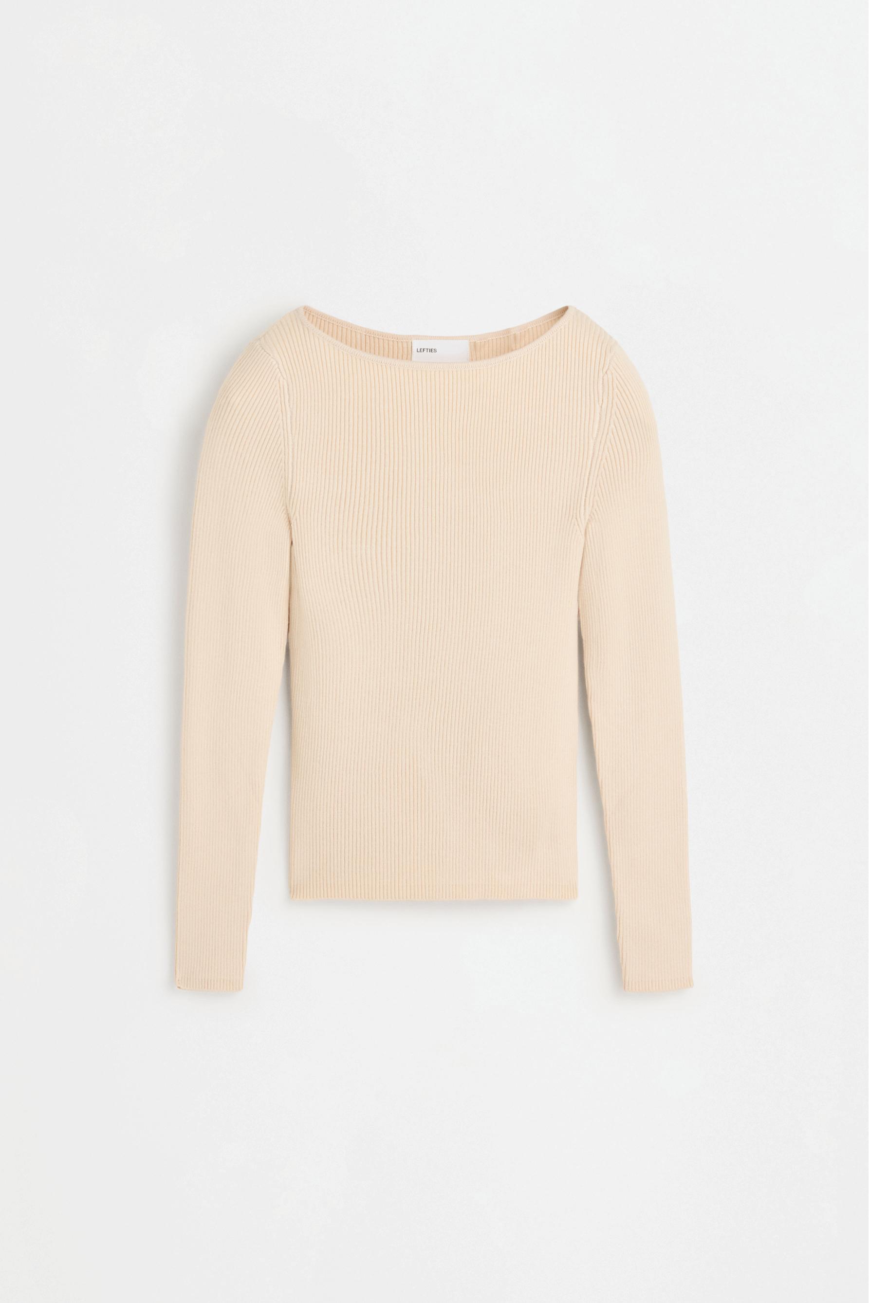 Basic rib sweater — ECRU