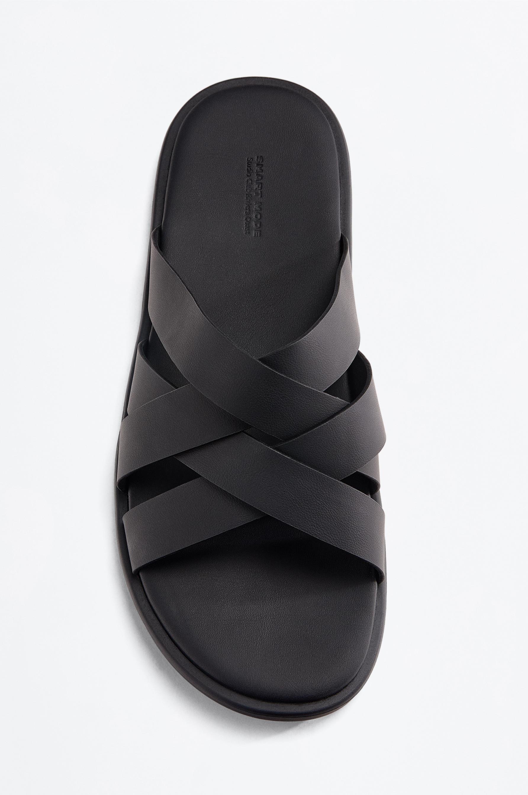 Cross-strap sandals — BLACK