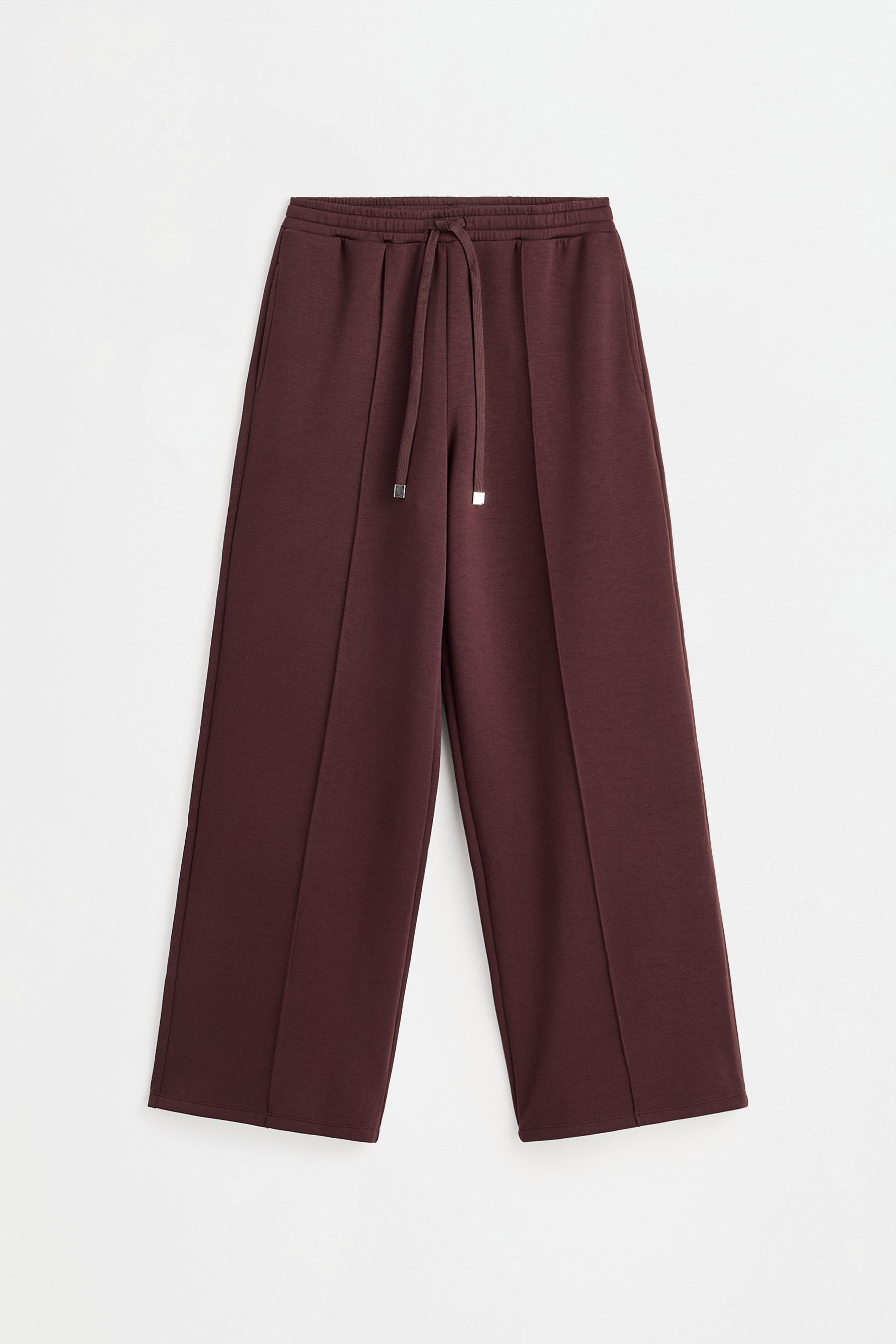 Wide-leg tracksuit trousers with front seam — WINE