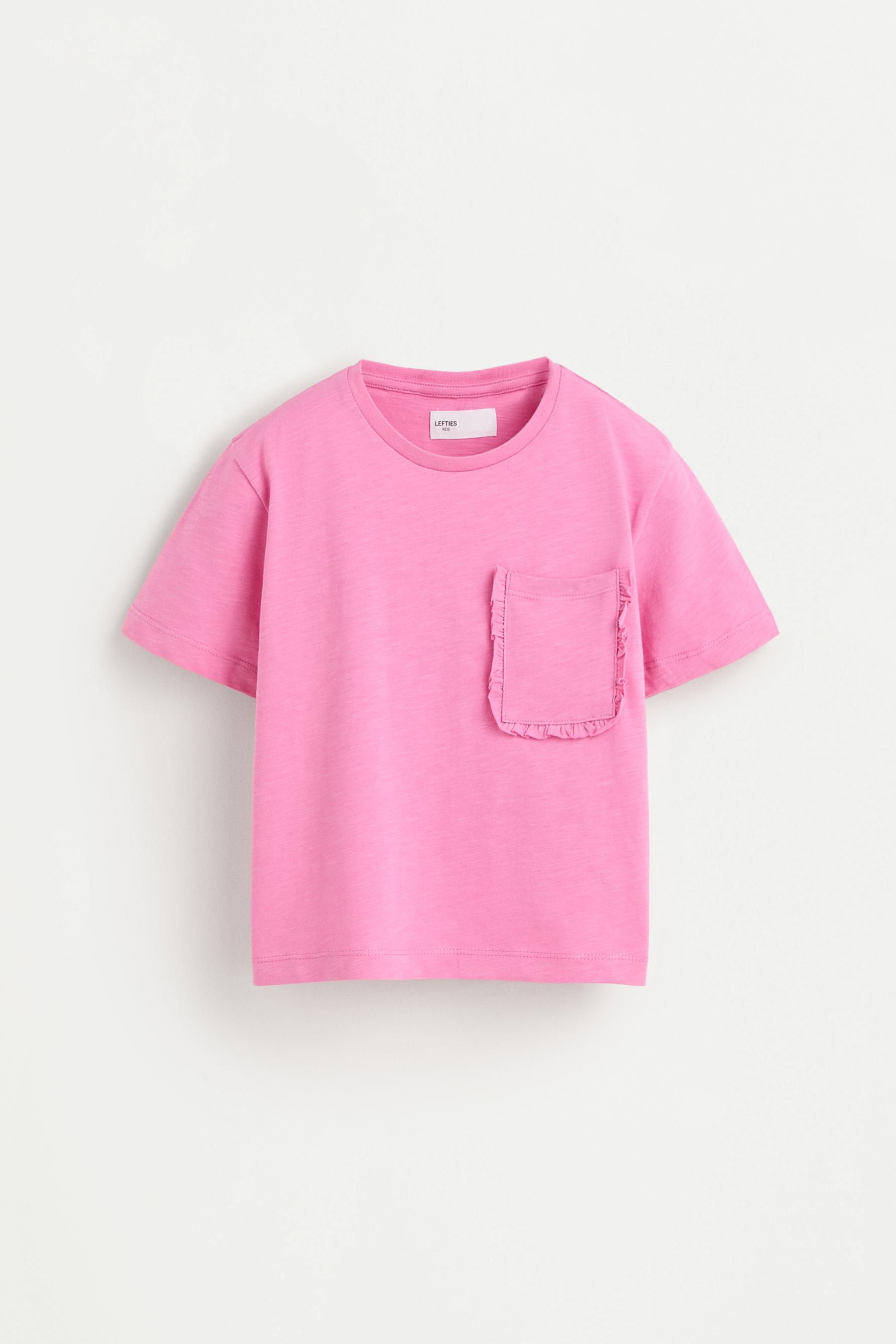 Ruffled Pocket T-shirt — STRAWBERRY