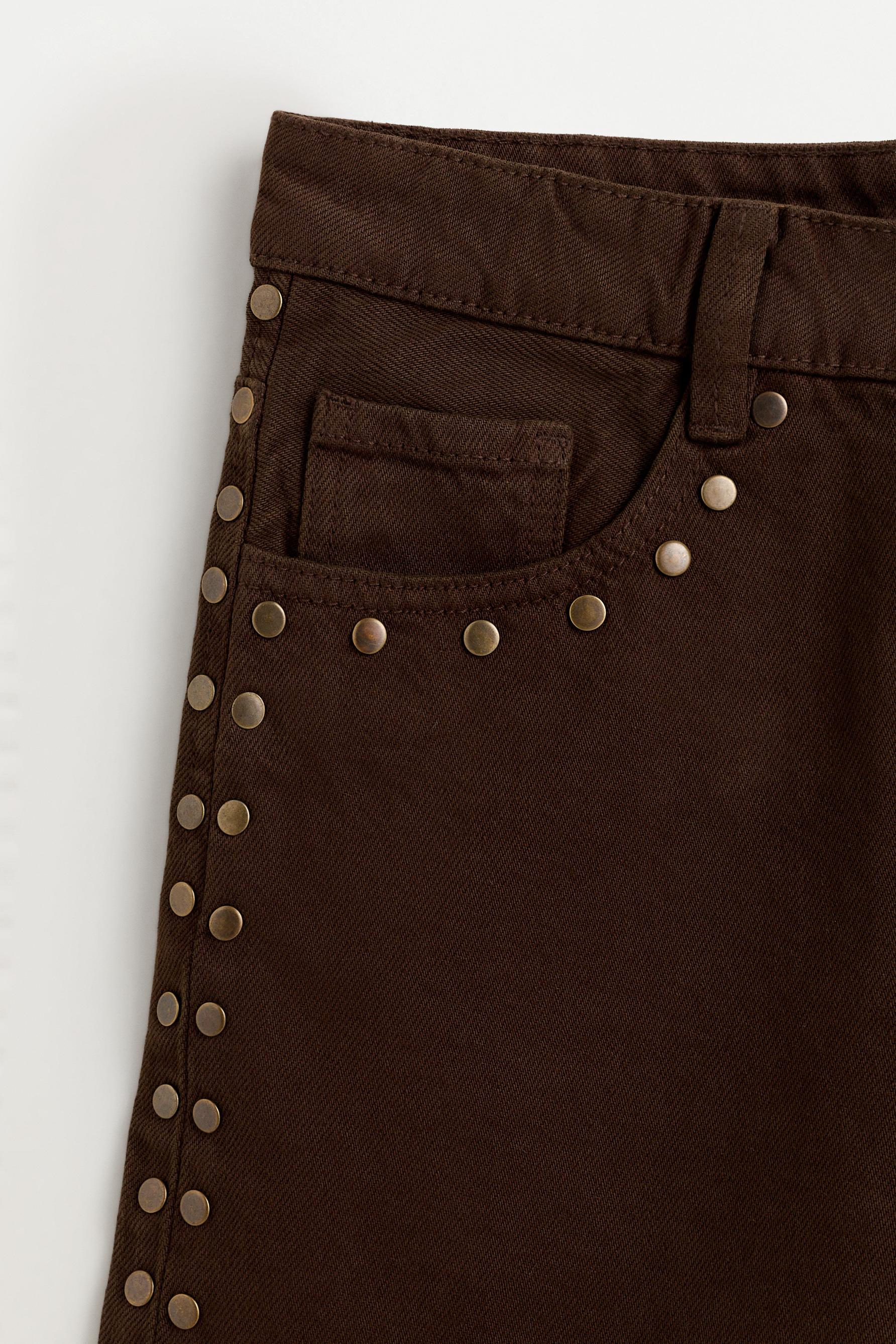Studded denim Bermuda shorts — BROWN MARL