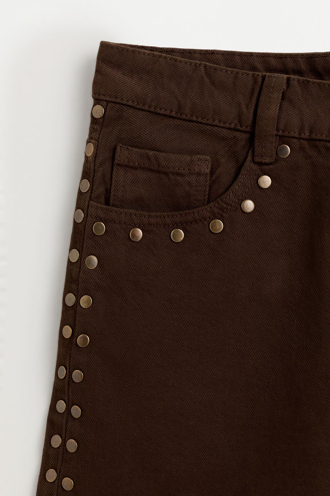 Studded denim Bermuda shorts — BROWN MARL