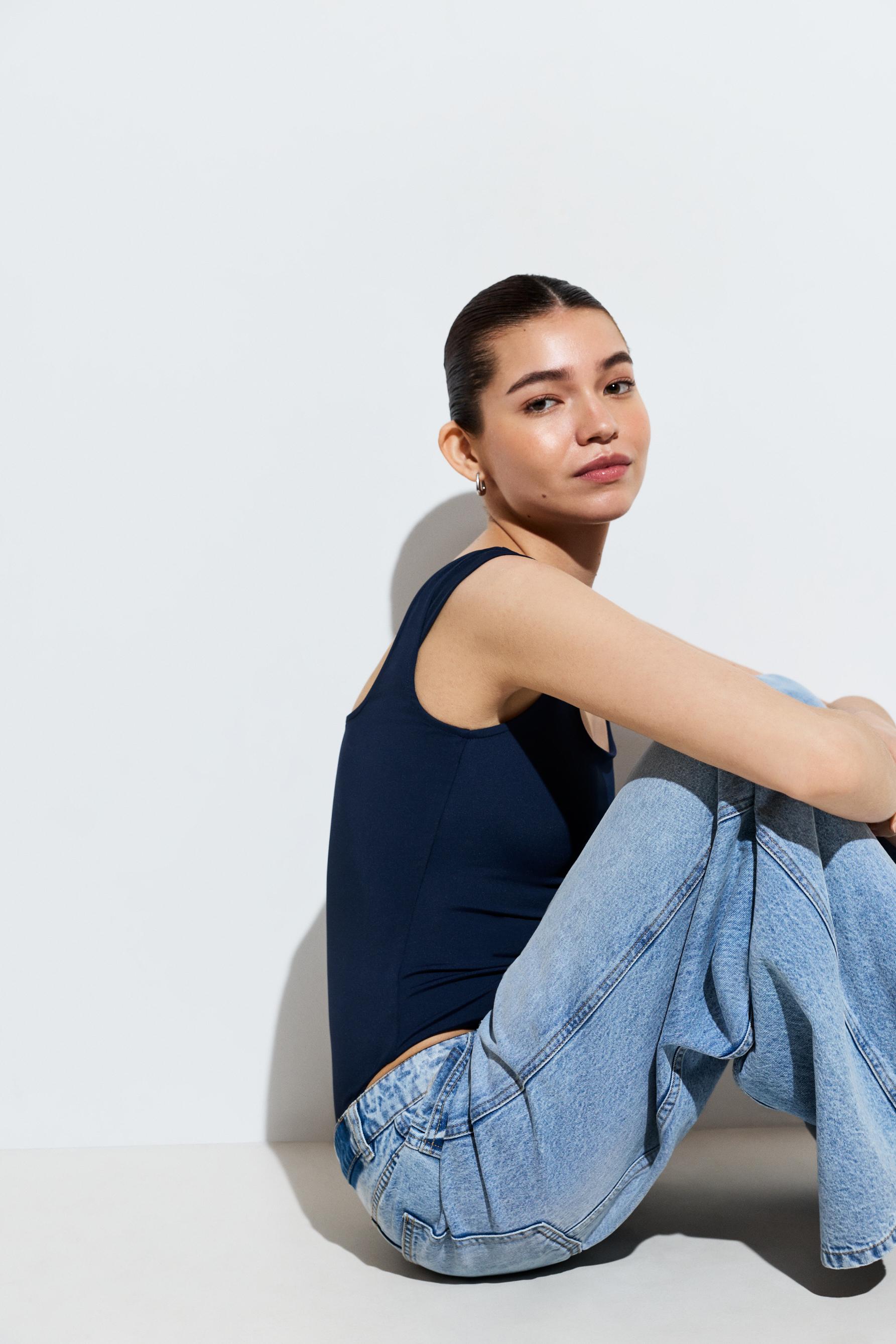 Short sleeve polyamide bodysuit — NAVY