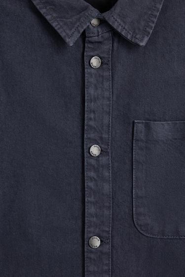 Denim overshirt with pocket — DARK NAVY 7