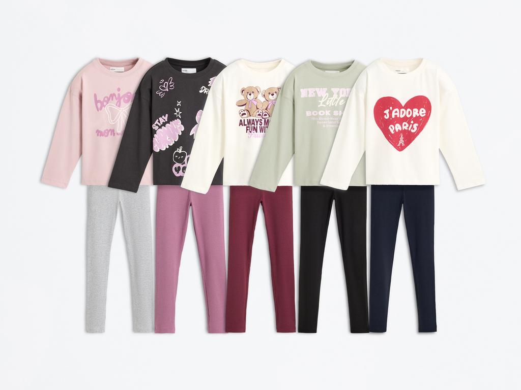 Pack 5 conjunts de samarreta i leggings canalé
