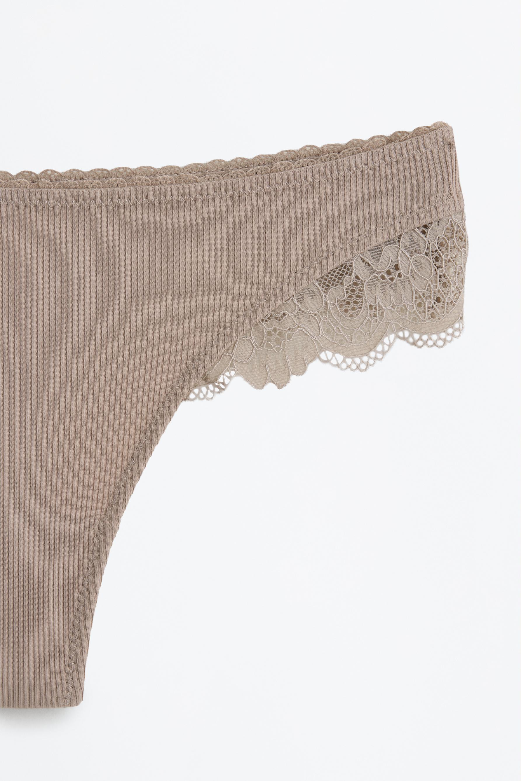 Pack of 2 ribbed thongs - lace — WHITE