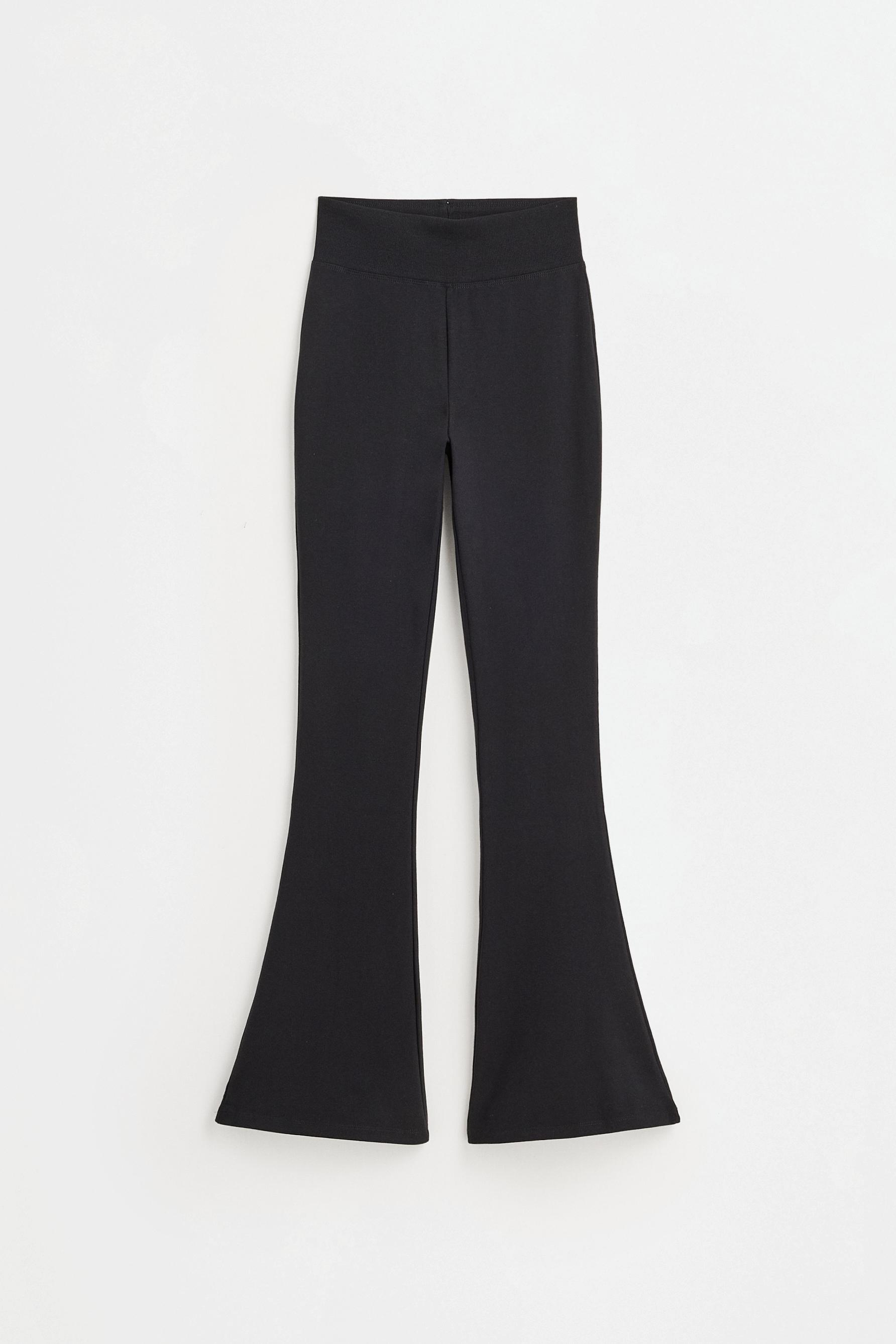 Ribbed waist bell bottom leggings — BLACK