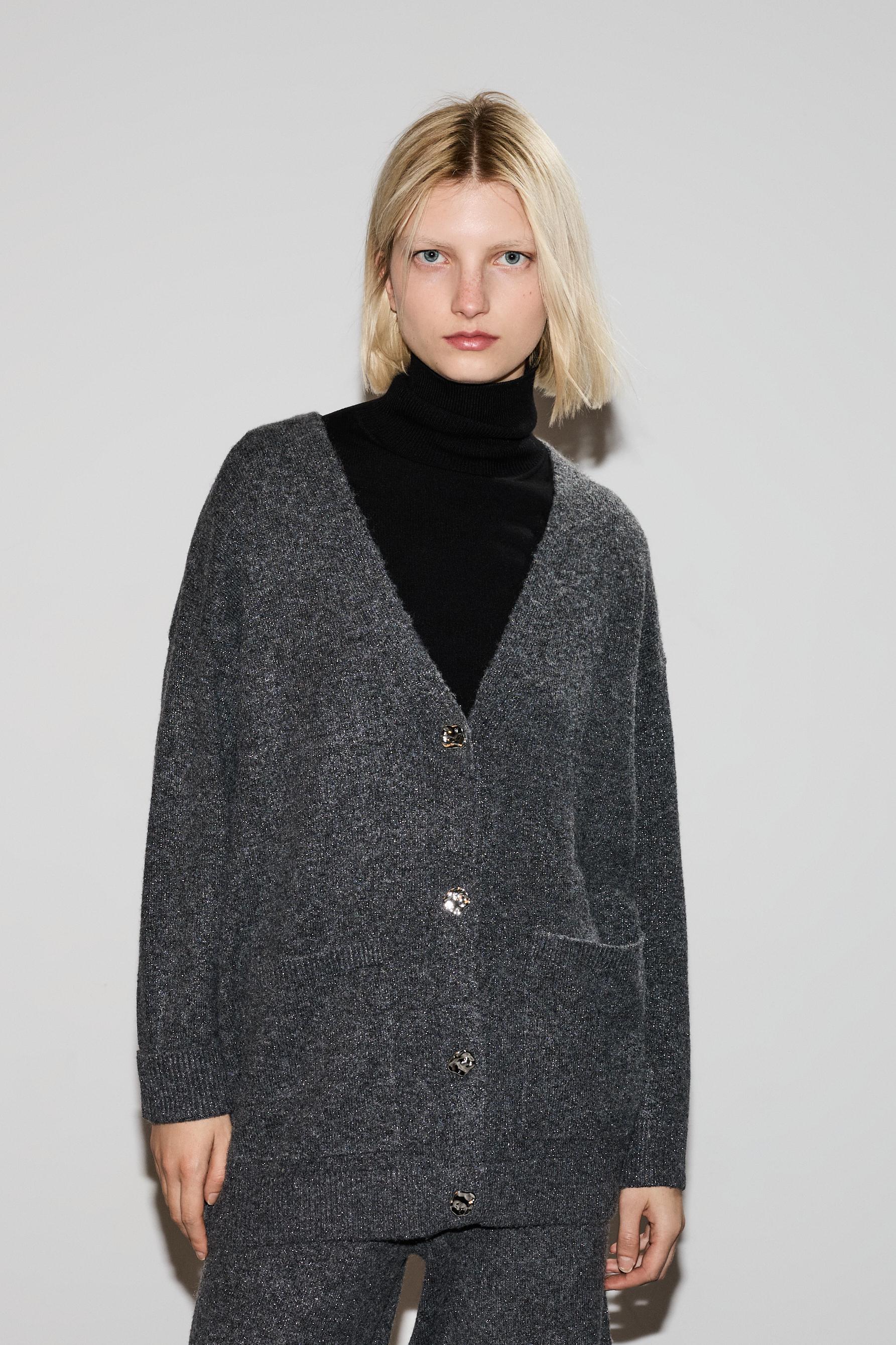 Chaqueta larga hilatura metalizada