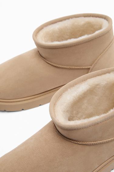 Flat mini fur ankle boots — BROWN 4
