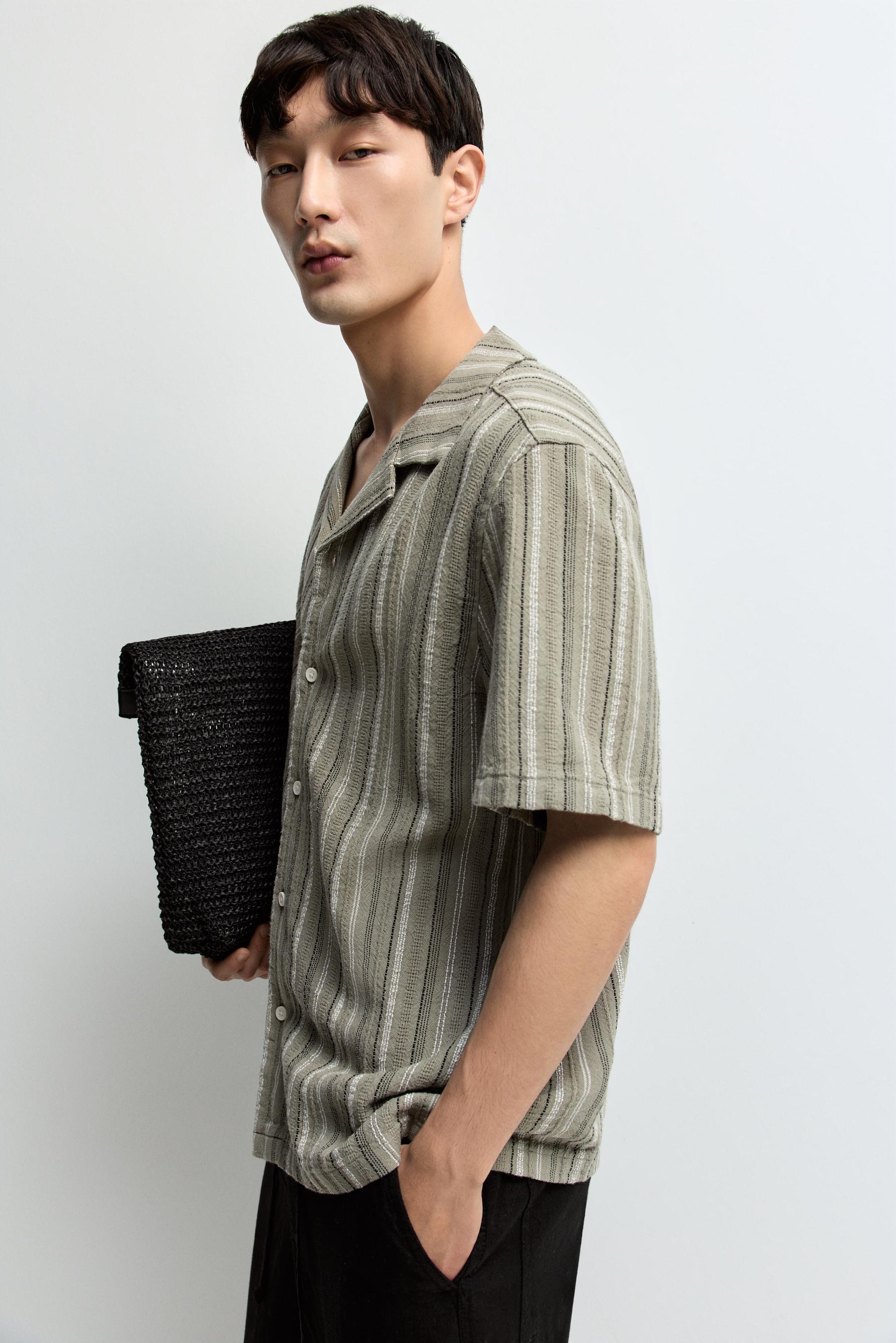 Striped rustic shirt — FADED OLIVE GREEN
