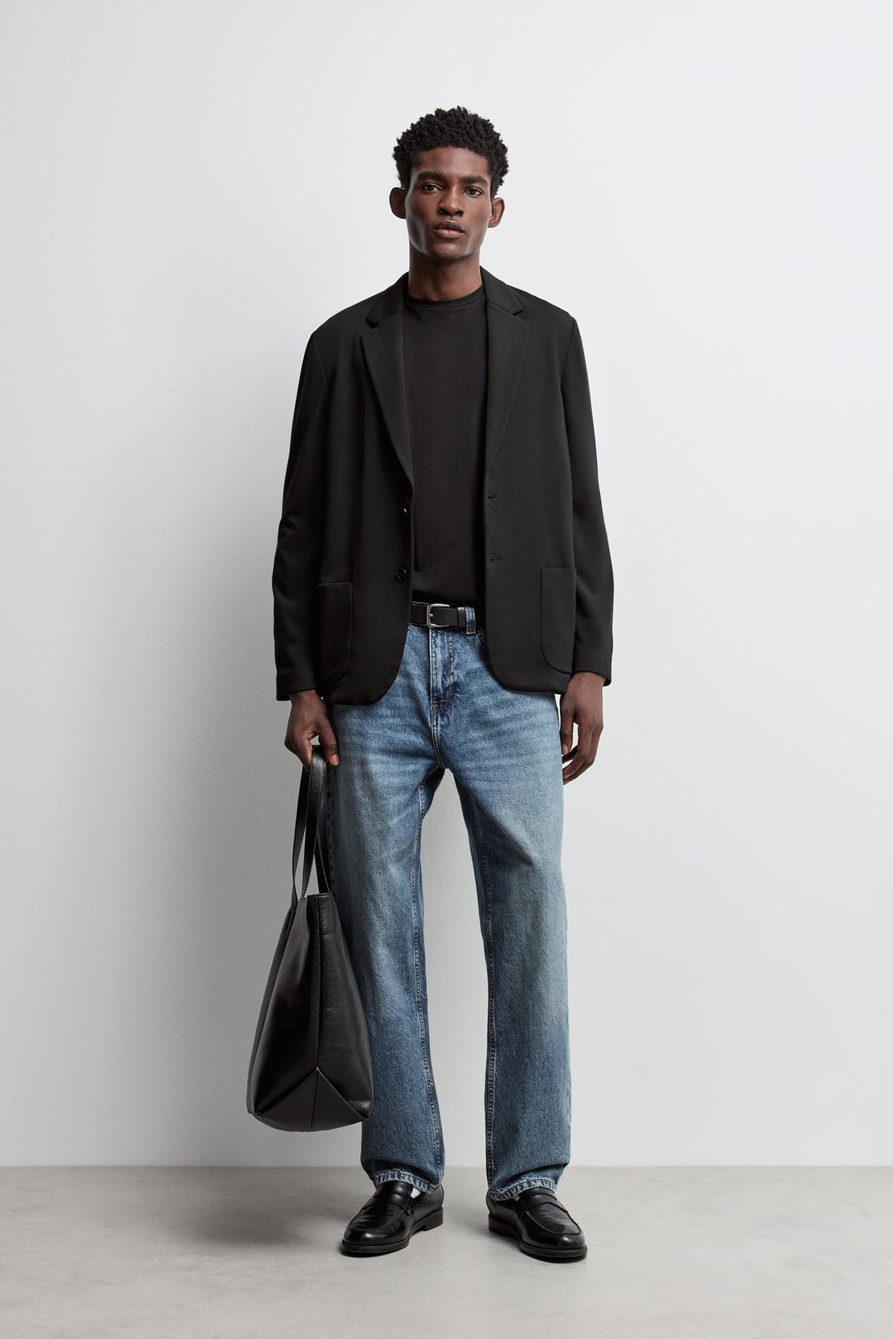 Stretch casual blazer — BLACK