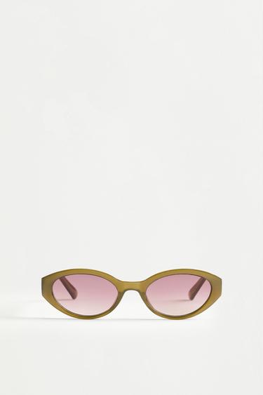 Olive green oval sunglasses — OLIVE GREEN 2