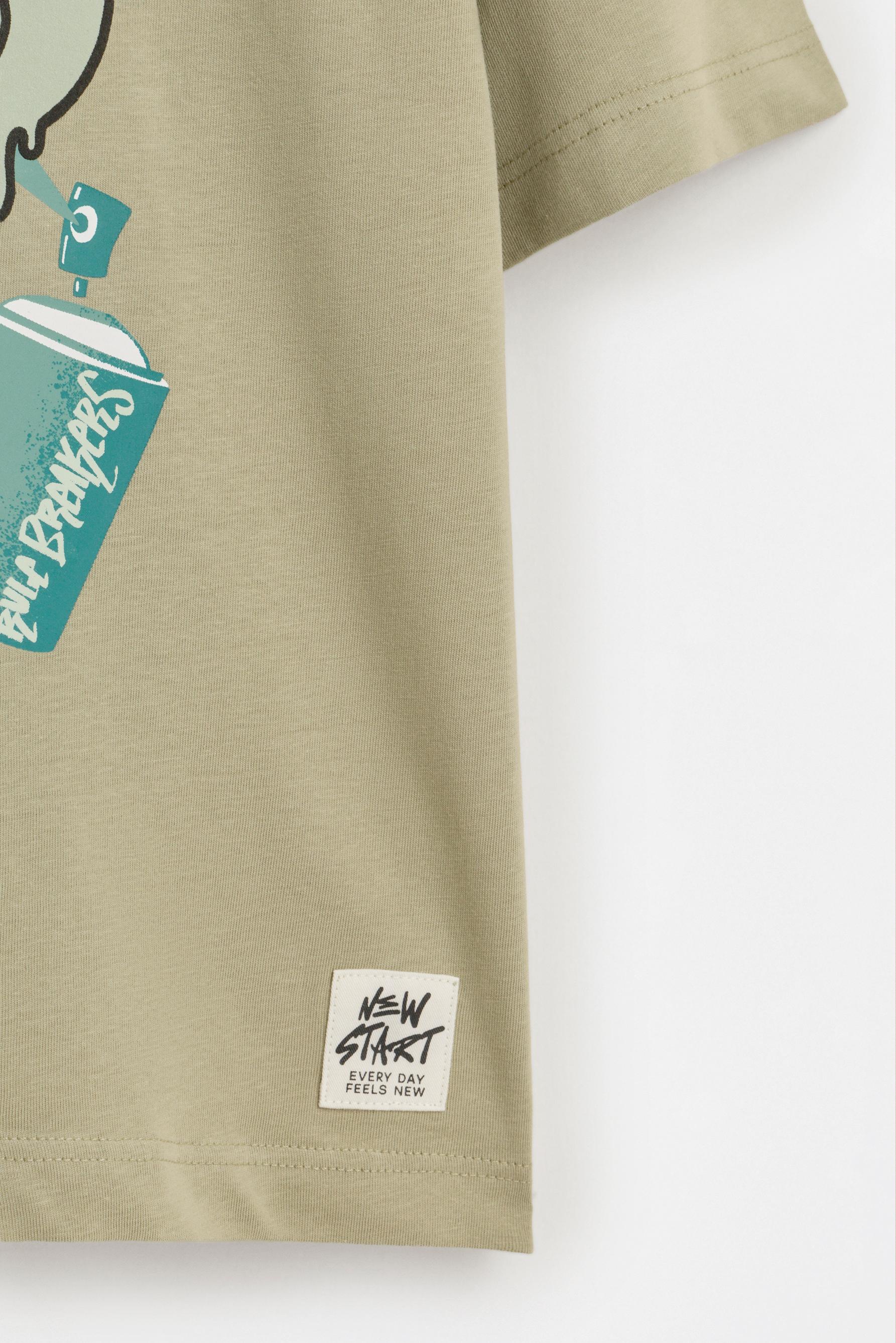 Graffiti print T-shirt — PALE KHAKI