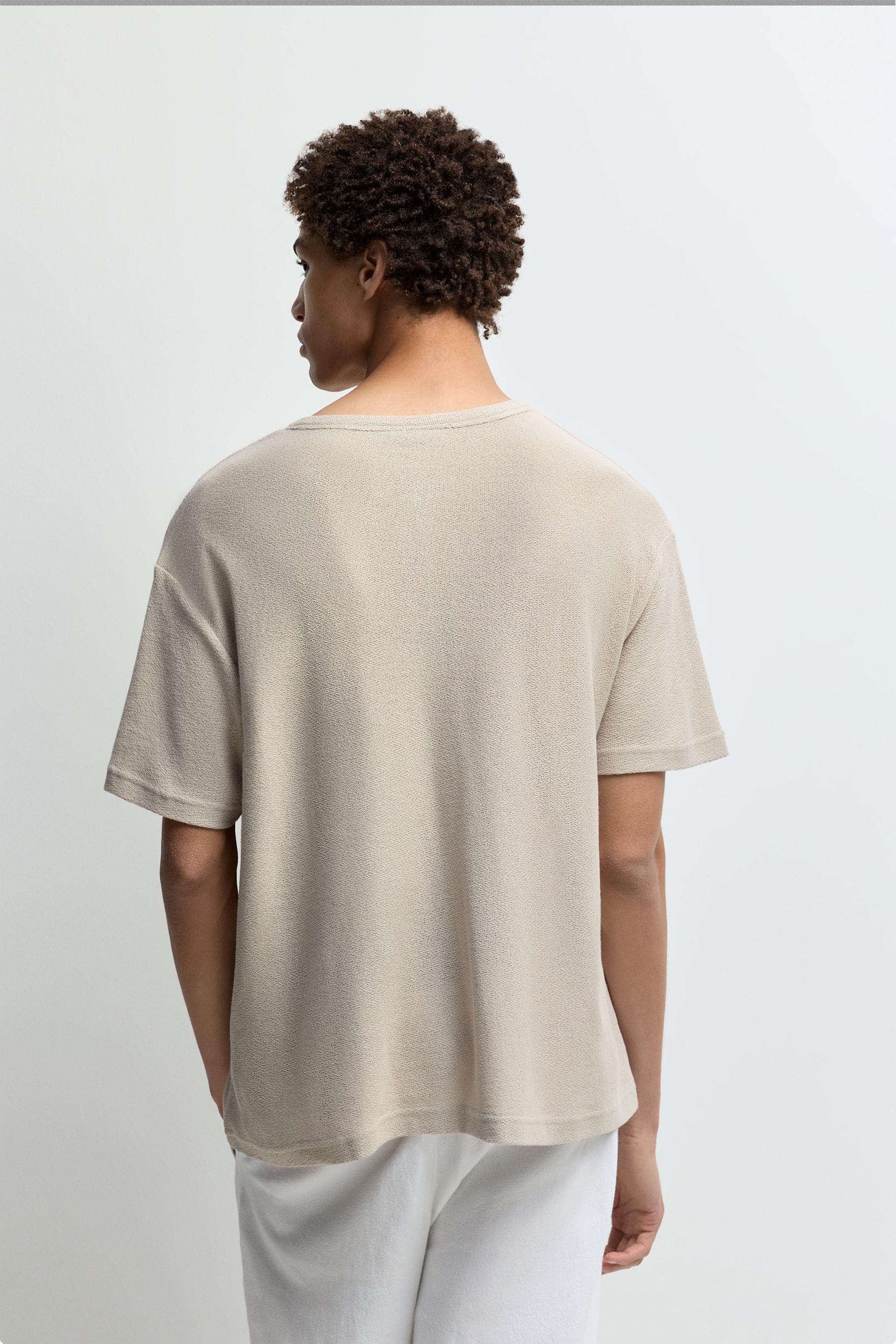 Rustic henley T-shirt — CAMEL