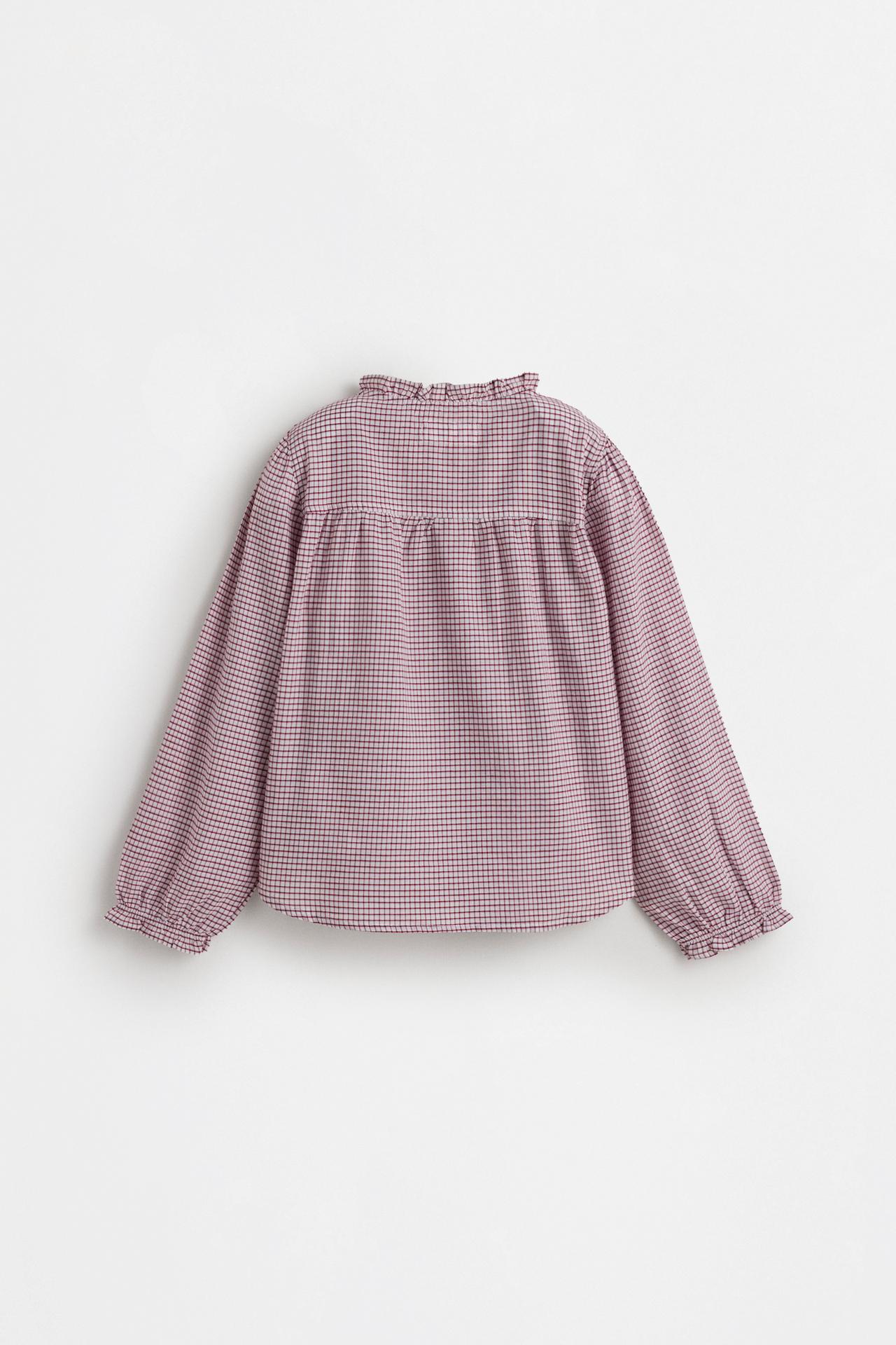 Plaid suede ruffle shirt — WHITE