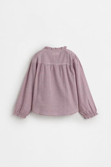Plaid suede ruffle shirt — WHITE 2