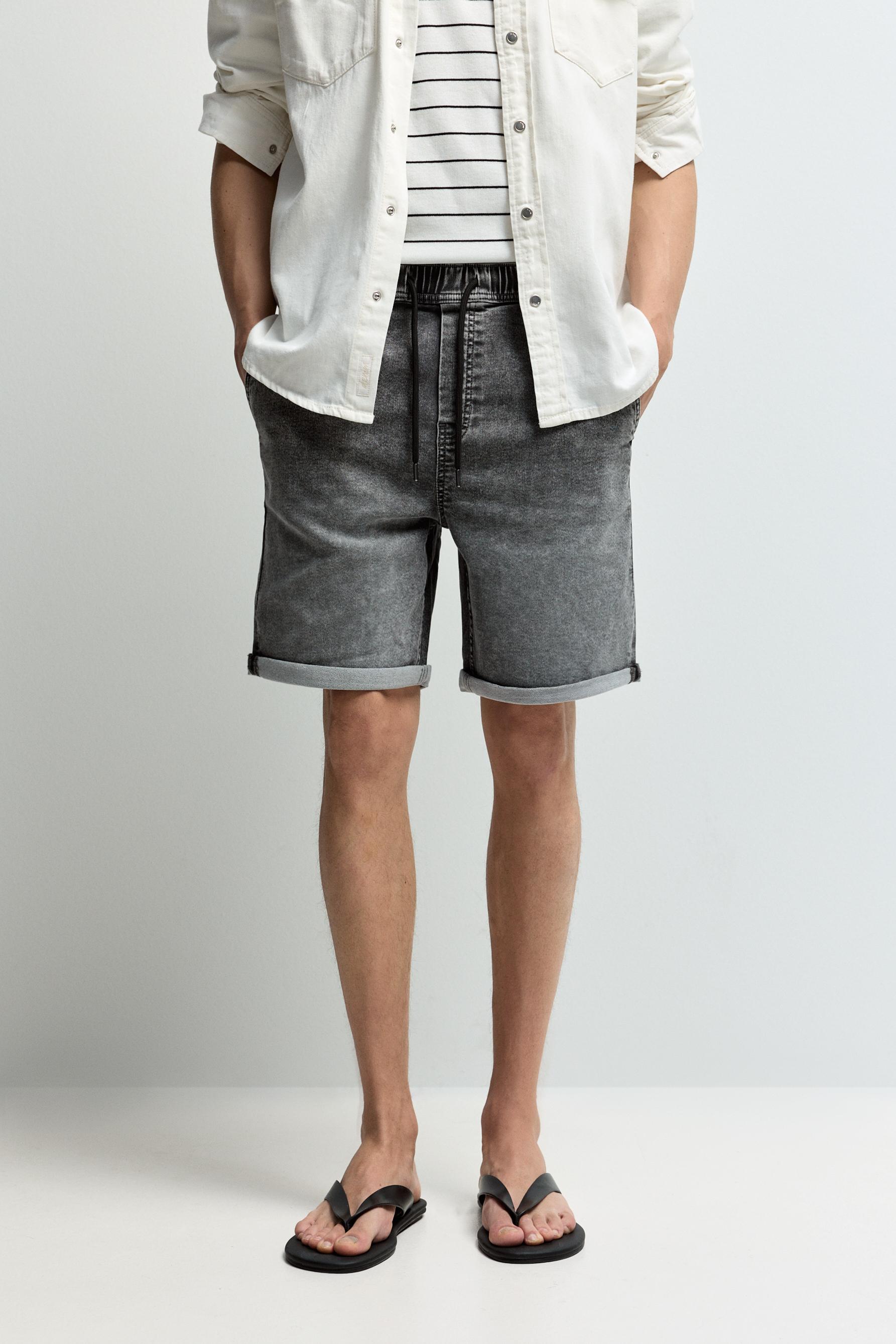 Denim jogger Bermuda shorts — CHARCOAL