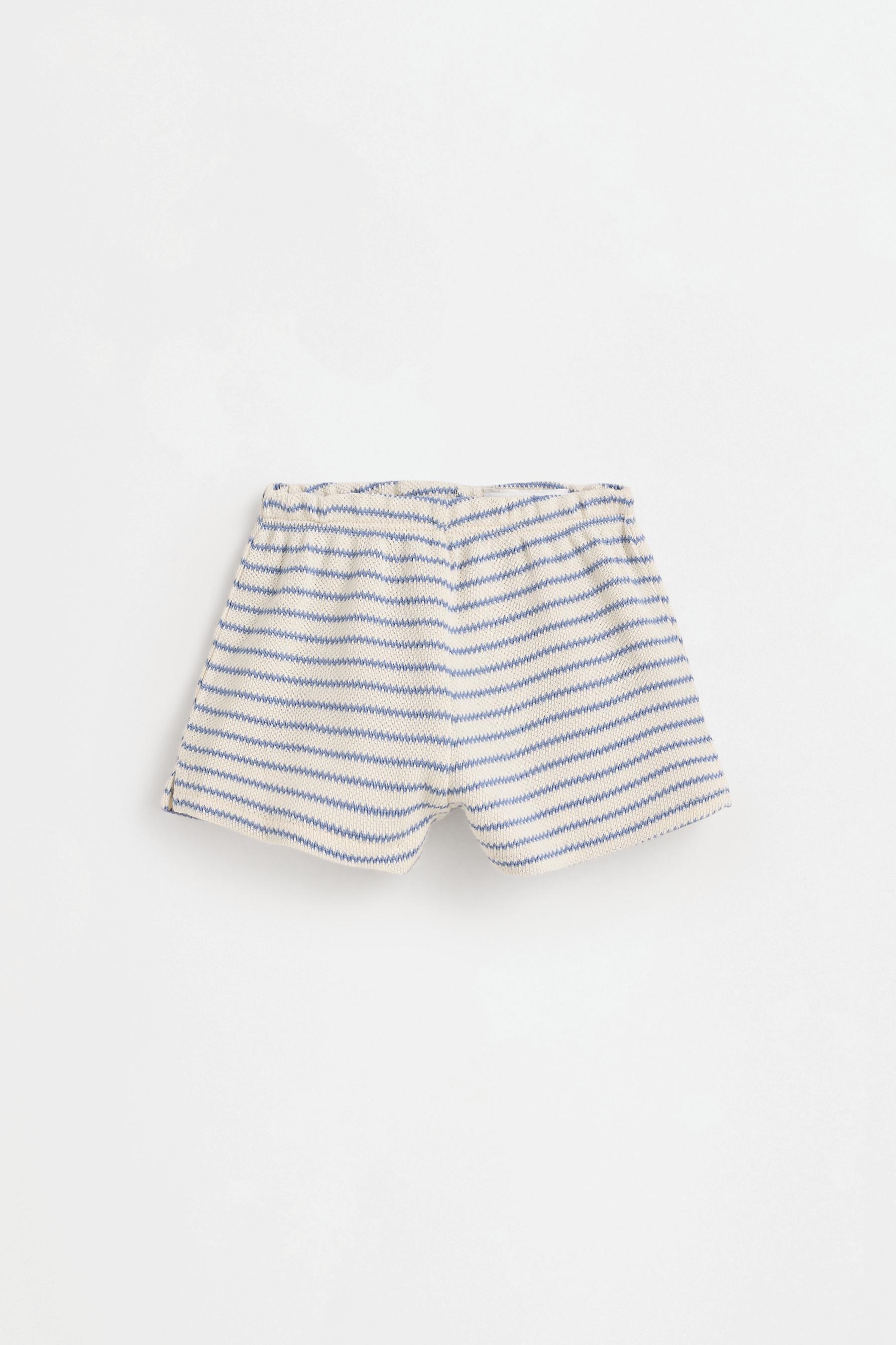 Striped bias cut top and shorts set — BLUE