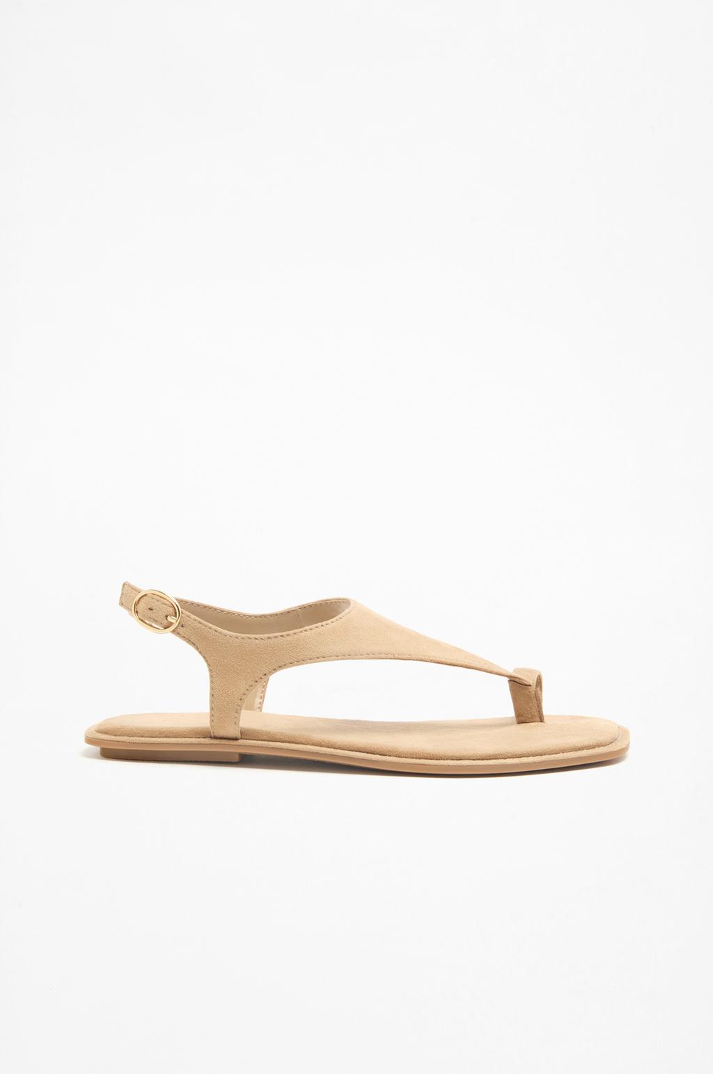 Faux suede toe divider sandals
