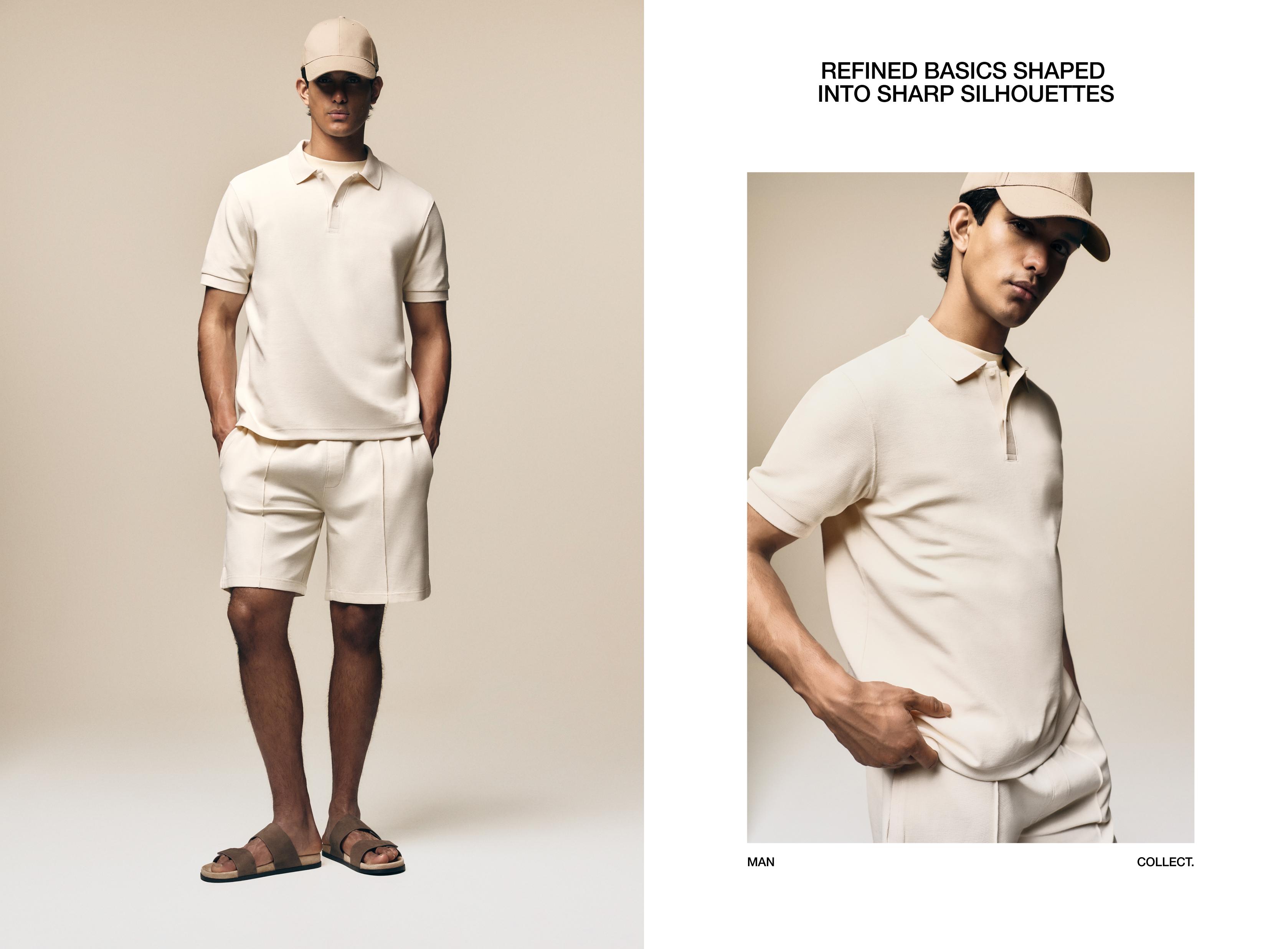 Basic textured polo shirt — ECRU