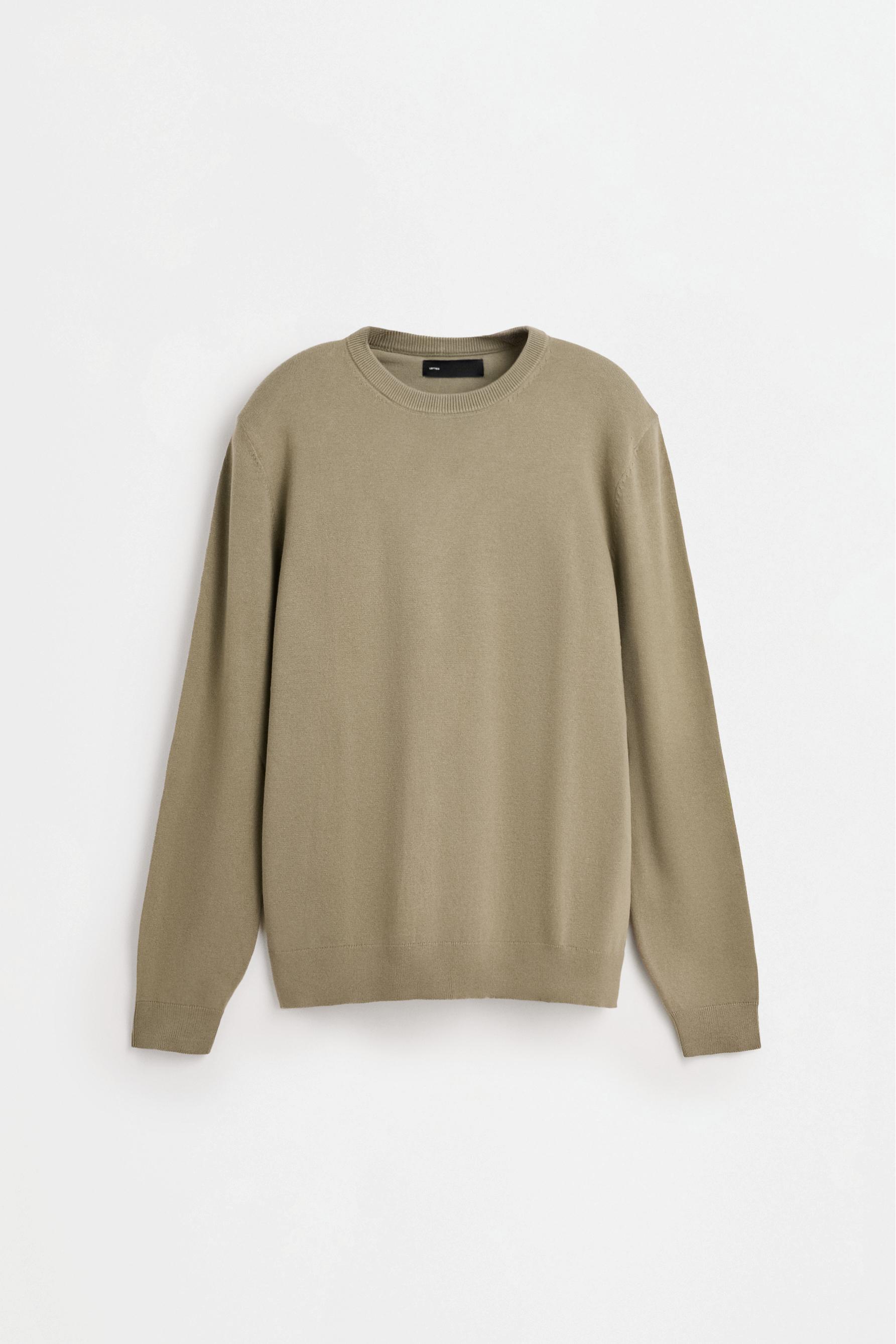 Basic round neck sweater — KHAKI