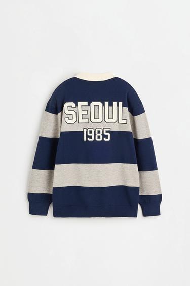 Striped knit polo shirt — NAVY 5