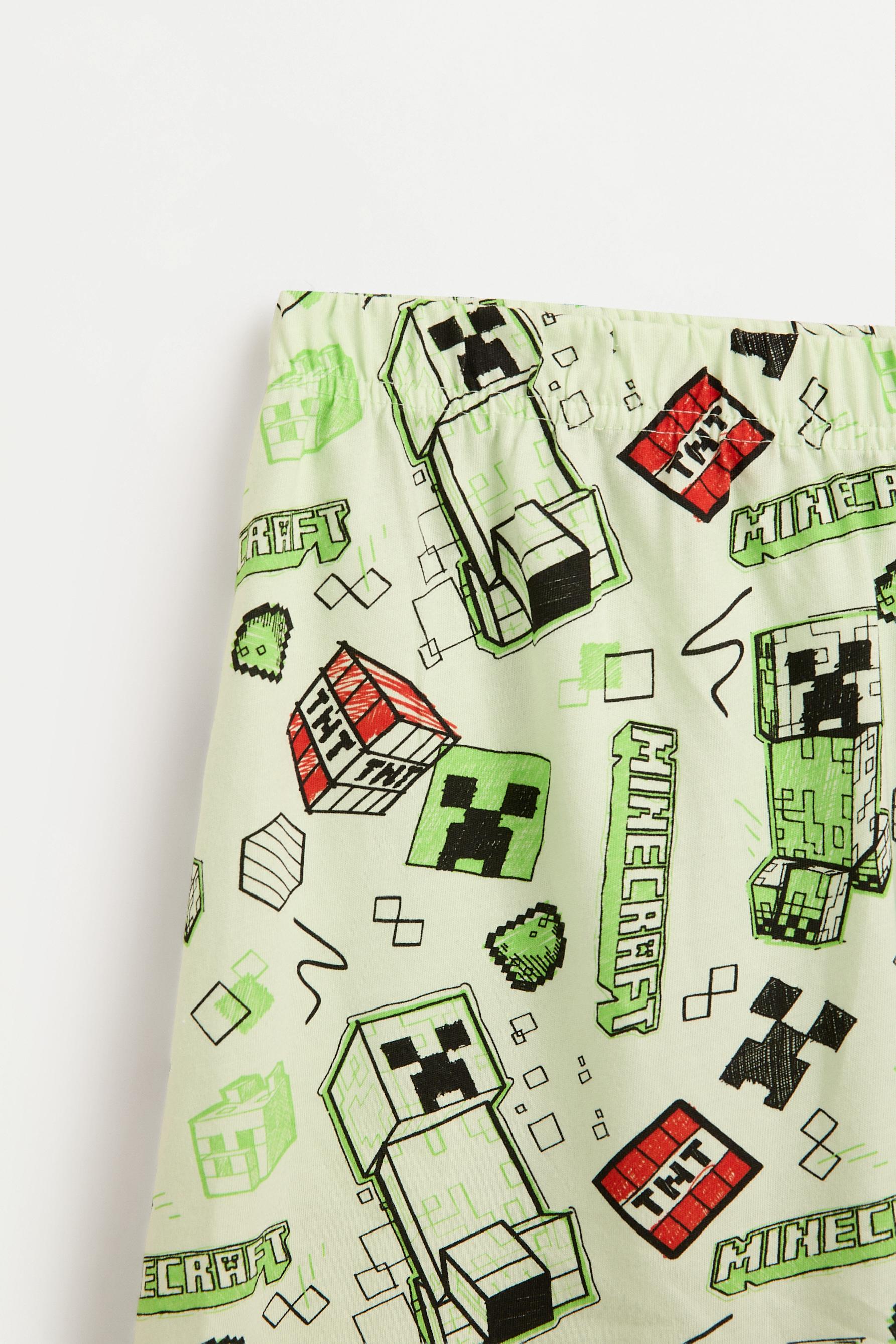 Short Minecraft pyjamas with eye mask — GREEN