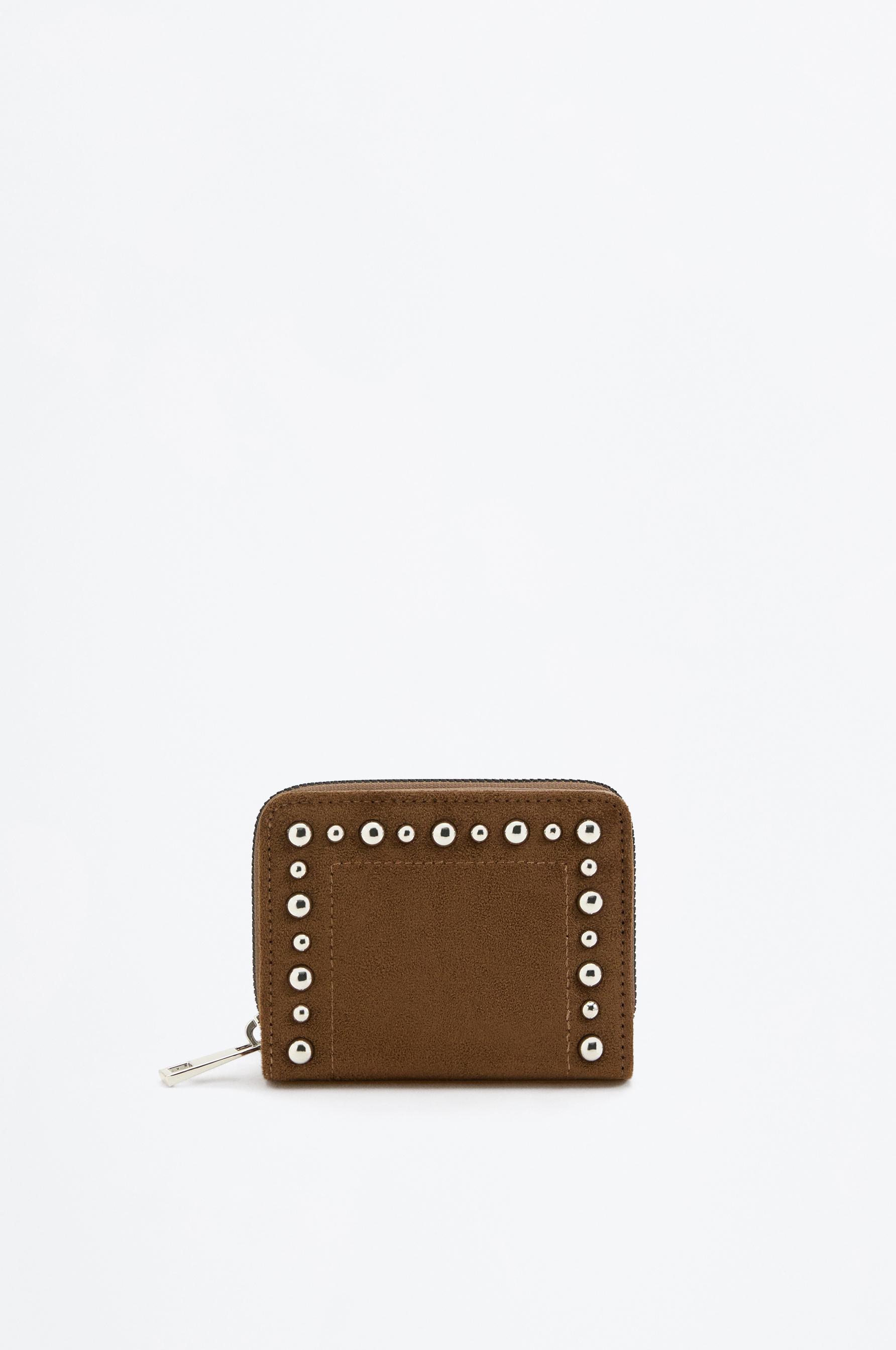 Studded PU wallet — BROWN