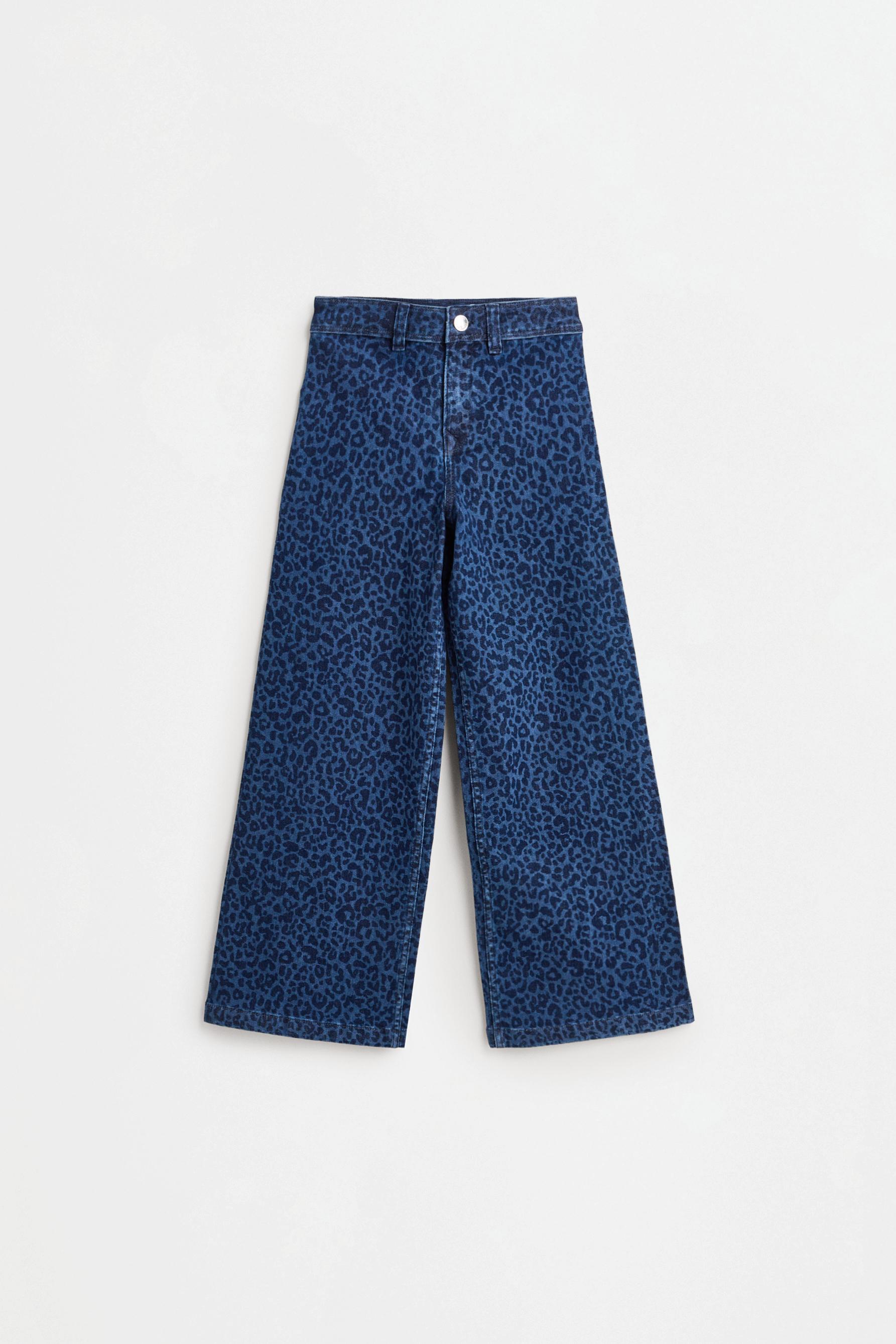 Animal print wide-leg jeans — DARK BLUE