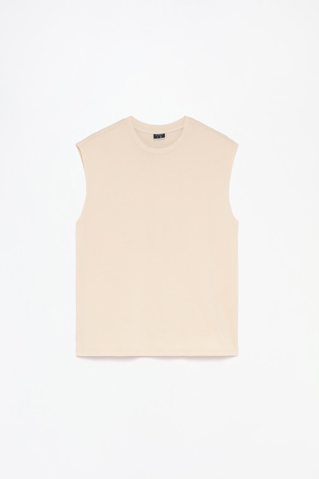 Faded-effect sleeveless T-shirt