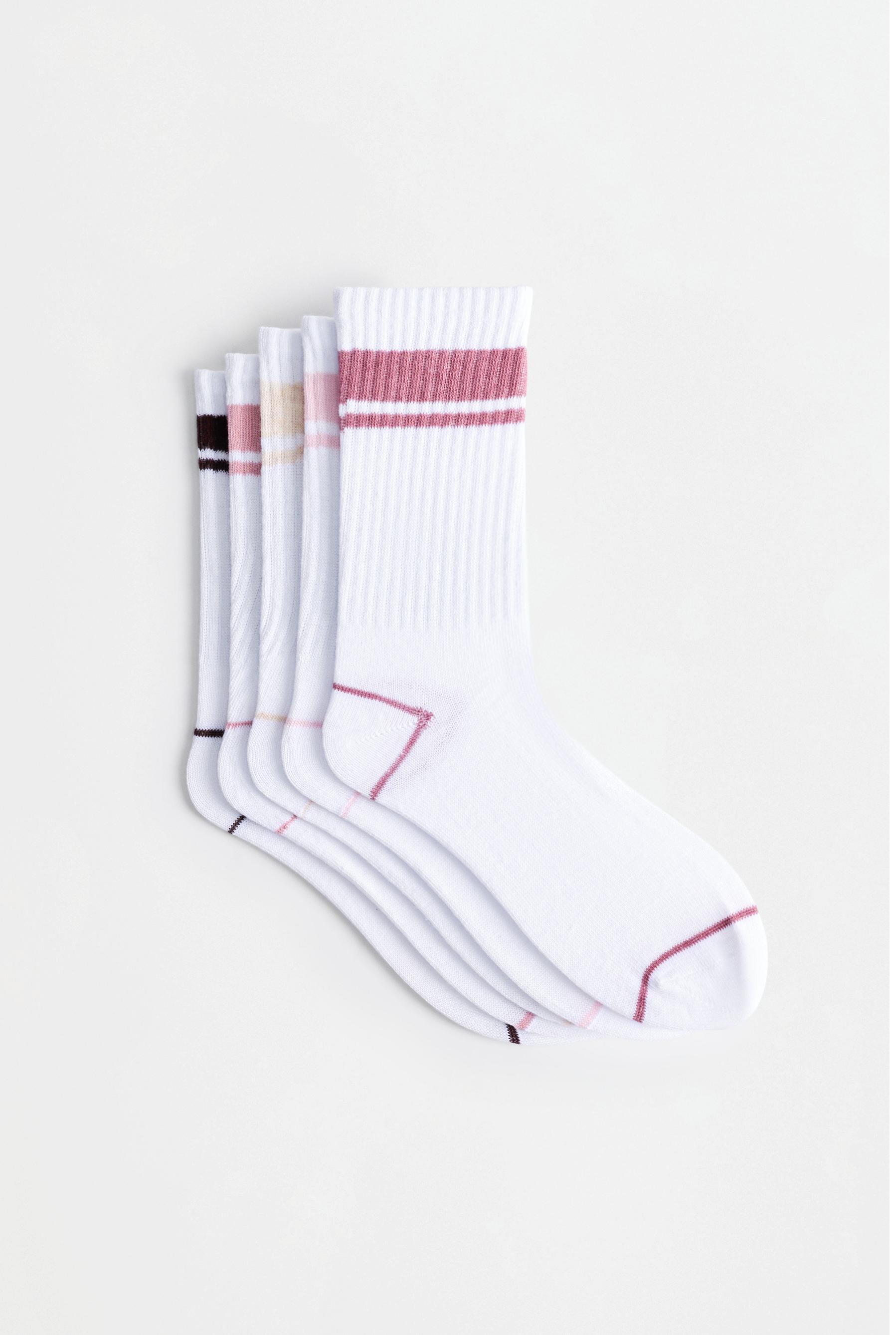 Striped sports socks (5-pack) — PINKISH WHITE