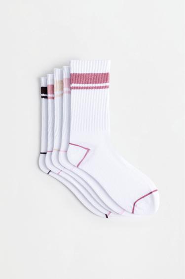 Striped sports socks (5-pack) — PINKISH WHITE 1