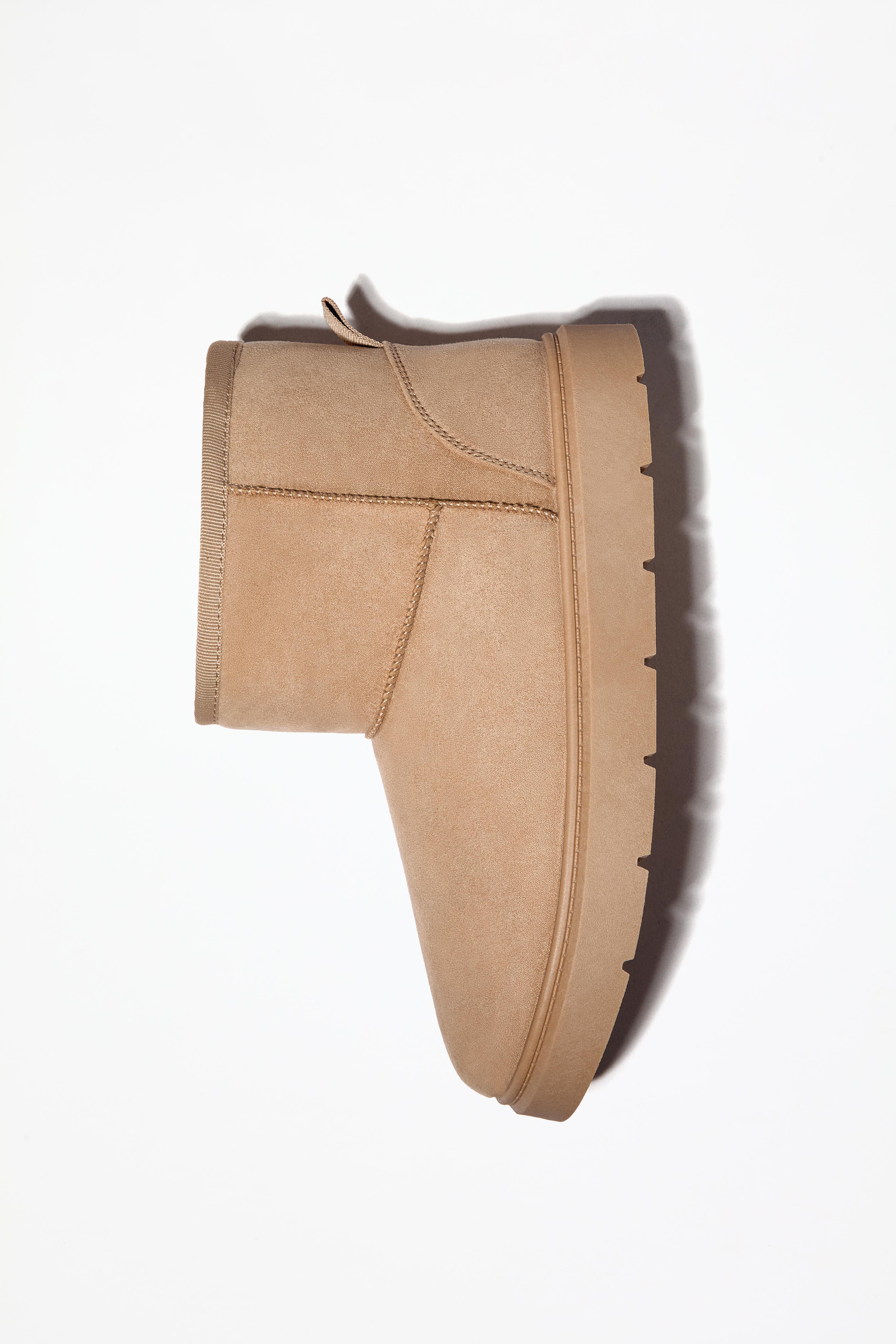 Flat fur ankle boots — BROWN