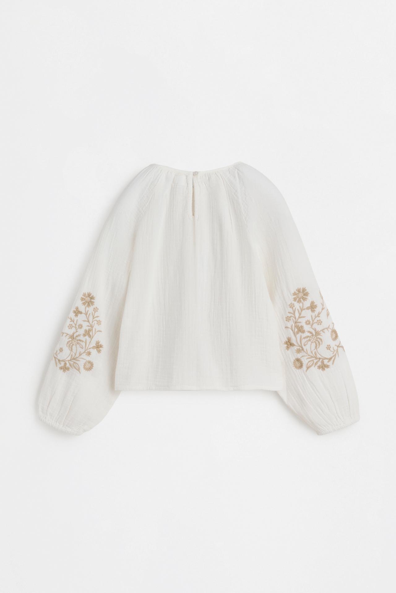 Textured embroidered blouse — OFF WHITE