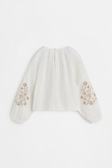 Textured embroidered blouse — OFF WHITE 3